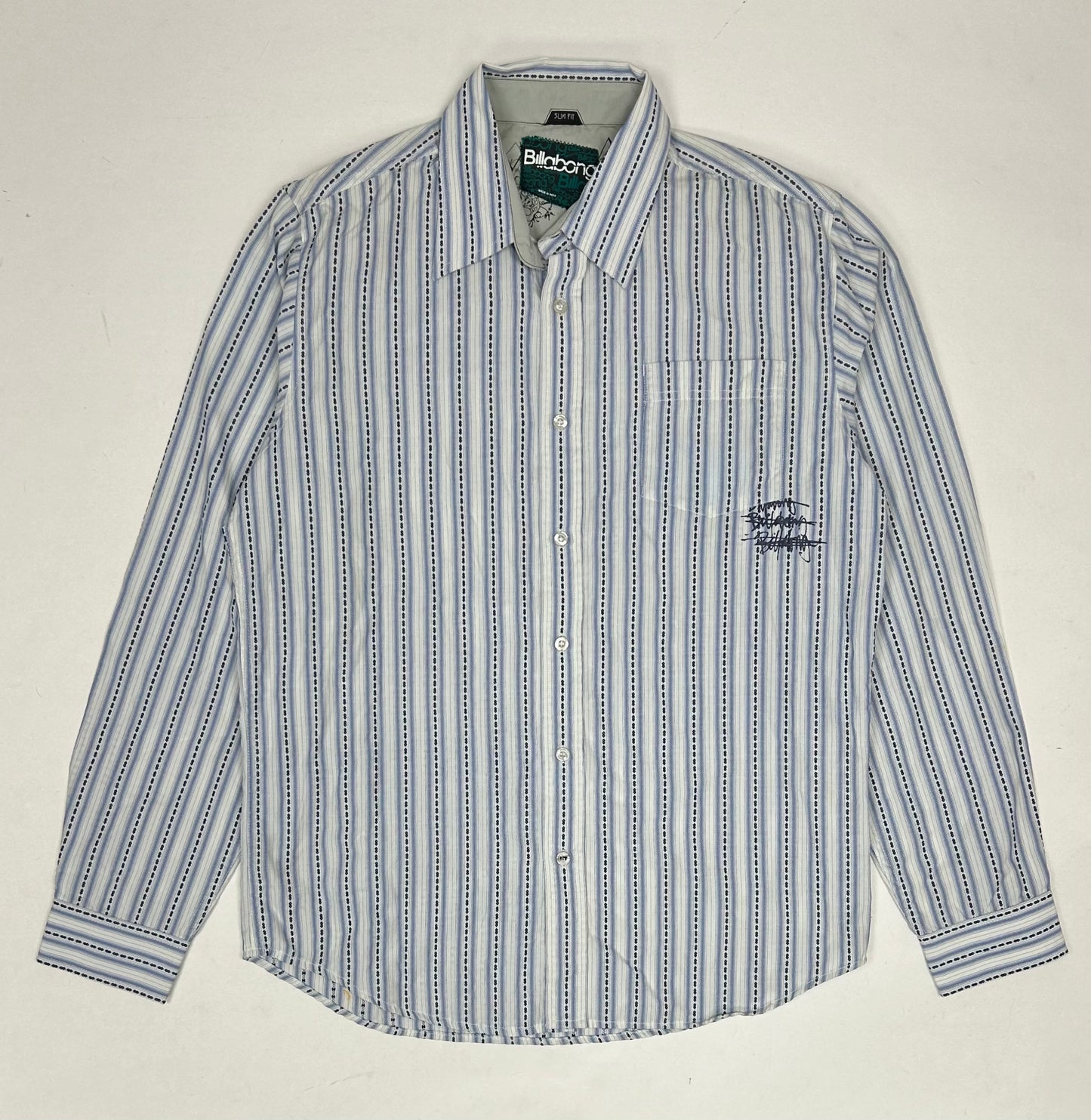 Vintage 00s Billabong Surf Polo Button Up Polo Long Sleeve Shirt Tagged Slim Fit Medium 22.25x29.75 Inches