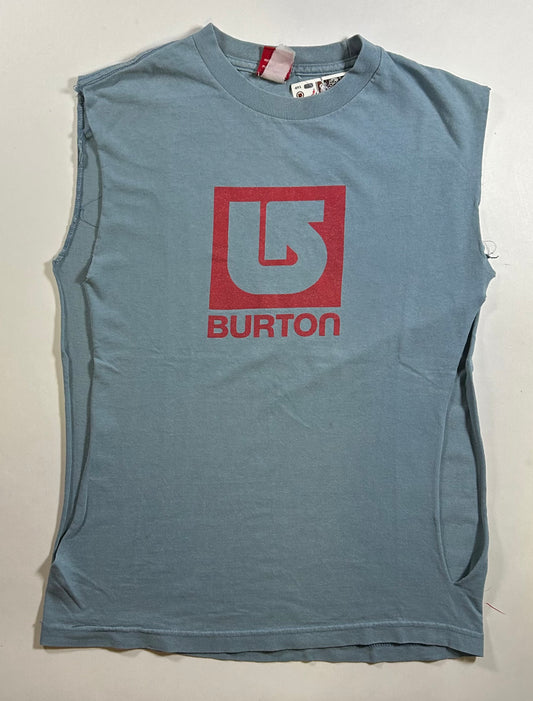 Vintage 2000s Burton Snowboards Chopped Sleeveless Workout Tee Small+ Fit 18.25x25.25 Inches