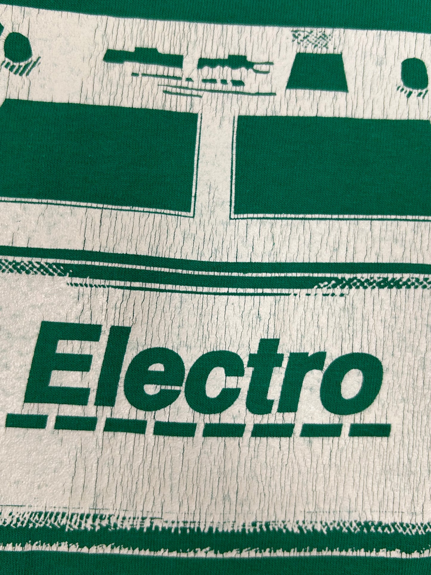 Vintage Electro Always Starting Something Promo Tee Green Large 21.25x28.75 Inches