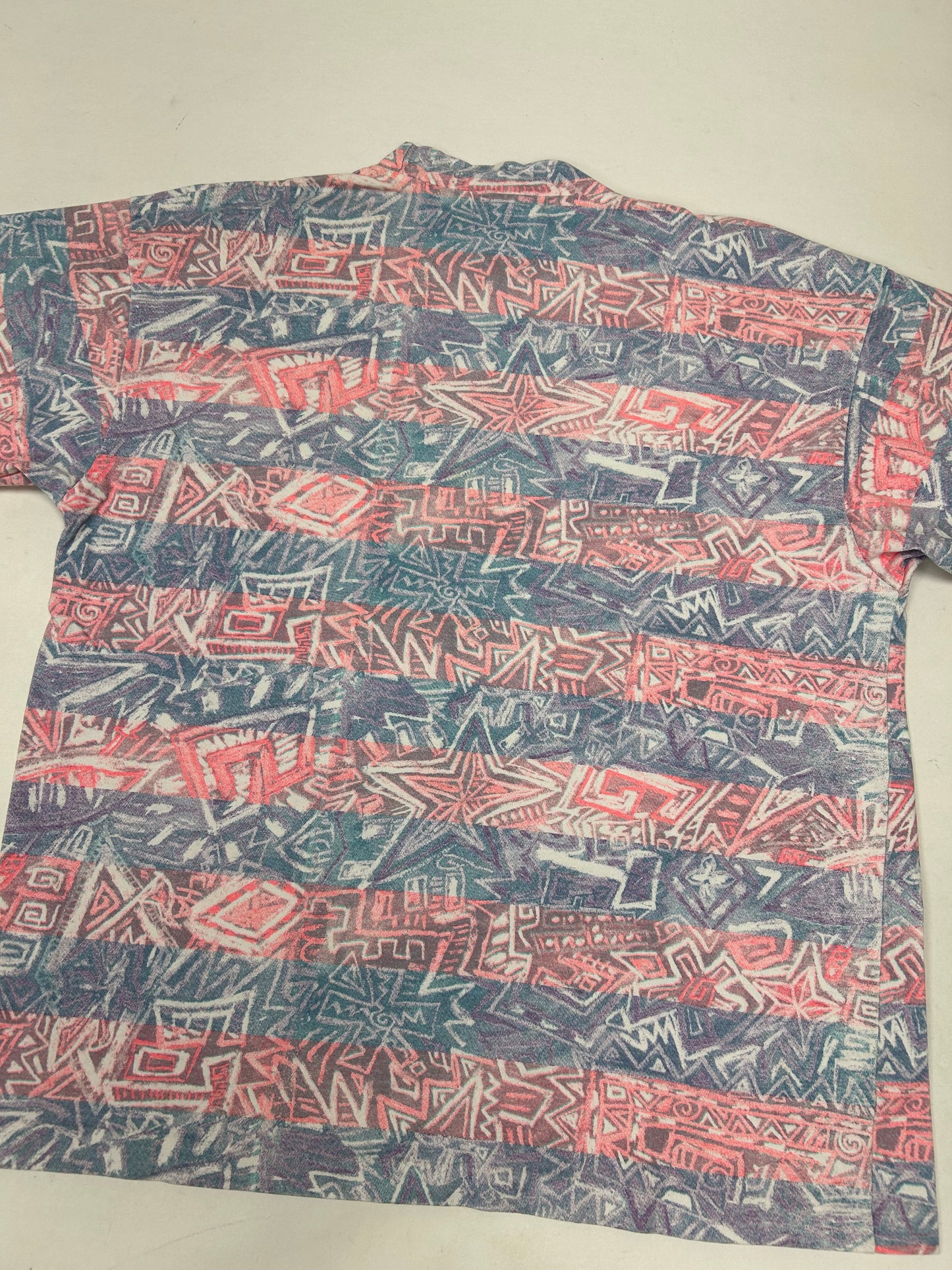Vintage Gotcha Shirt Pink Blue Tribal Aztec Surf Skate AOP 80s 90s 21.75x26.75 Inches