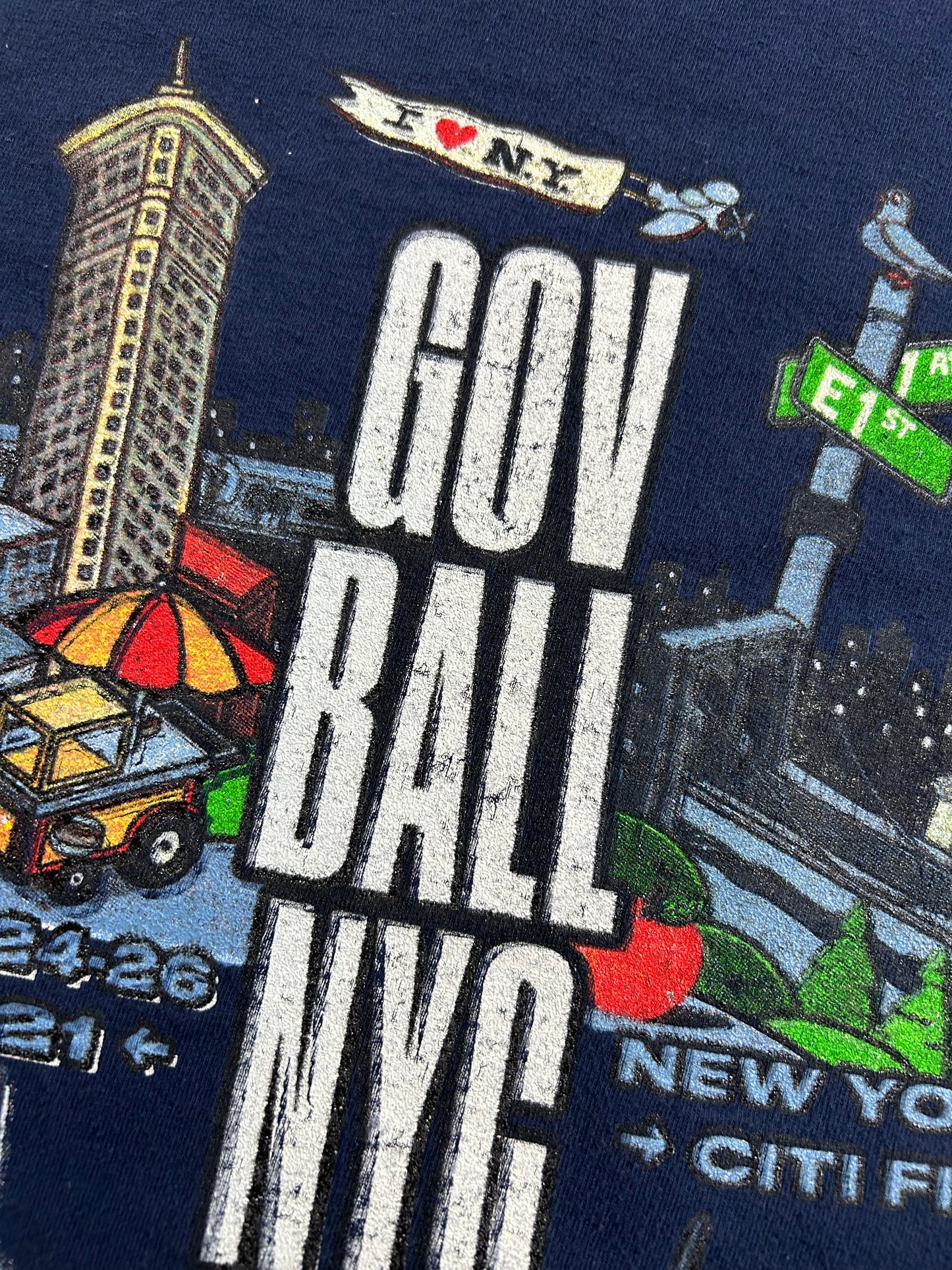 Governors Ball NYC 2021 Tour Shirt Billie Eilish Post Malone A$AP Rocky Medium 20.25x27 Inches