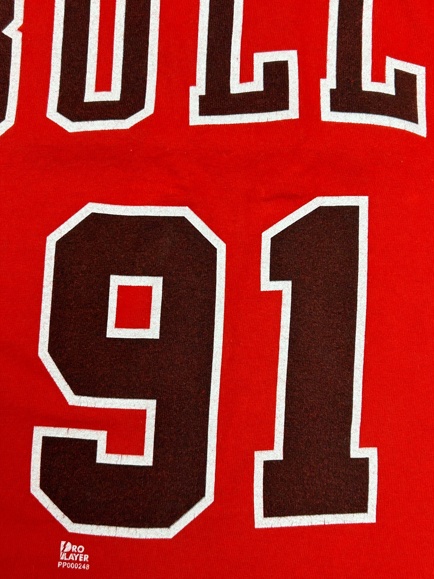 Vintage Pro Player Dennis Rodman Chicago Bulls Jersey Shirt Graphic T Shirt XL/2XL Fit 24.75x30.75 Inches