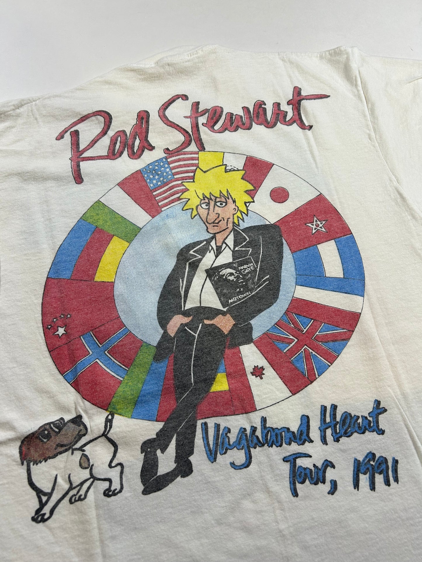 Vintage 1991 Rod Stewart Vagabond Heart Tour 1991 Music Band Tee Perfectly Worn In & Faded M/L 20.5x26.75 Inches As Is