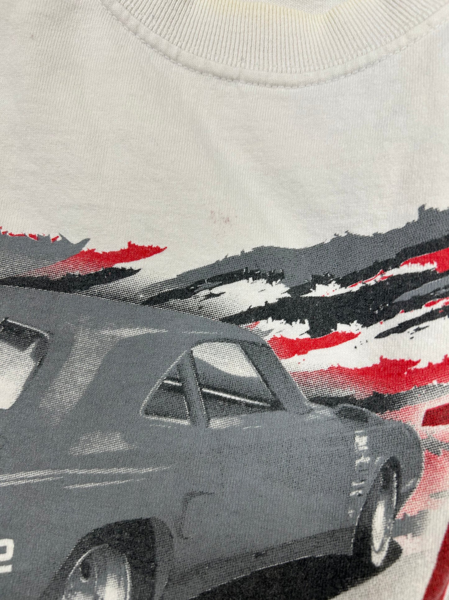 Vintage Dodge Motorsport We’re Back NASCAR AOP  Tee Dodge R/T 1970 & 2001 Car XL 23.5x29.5 Inches As Is