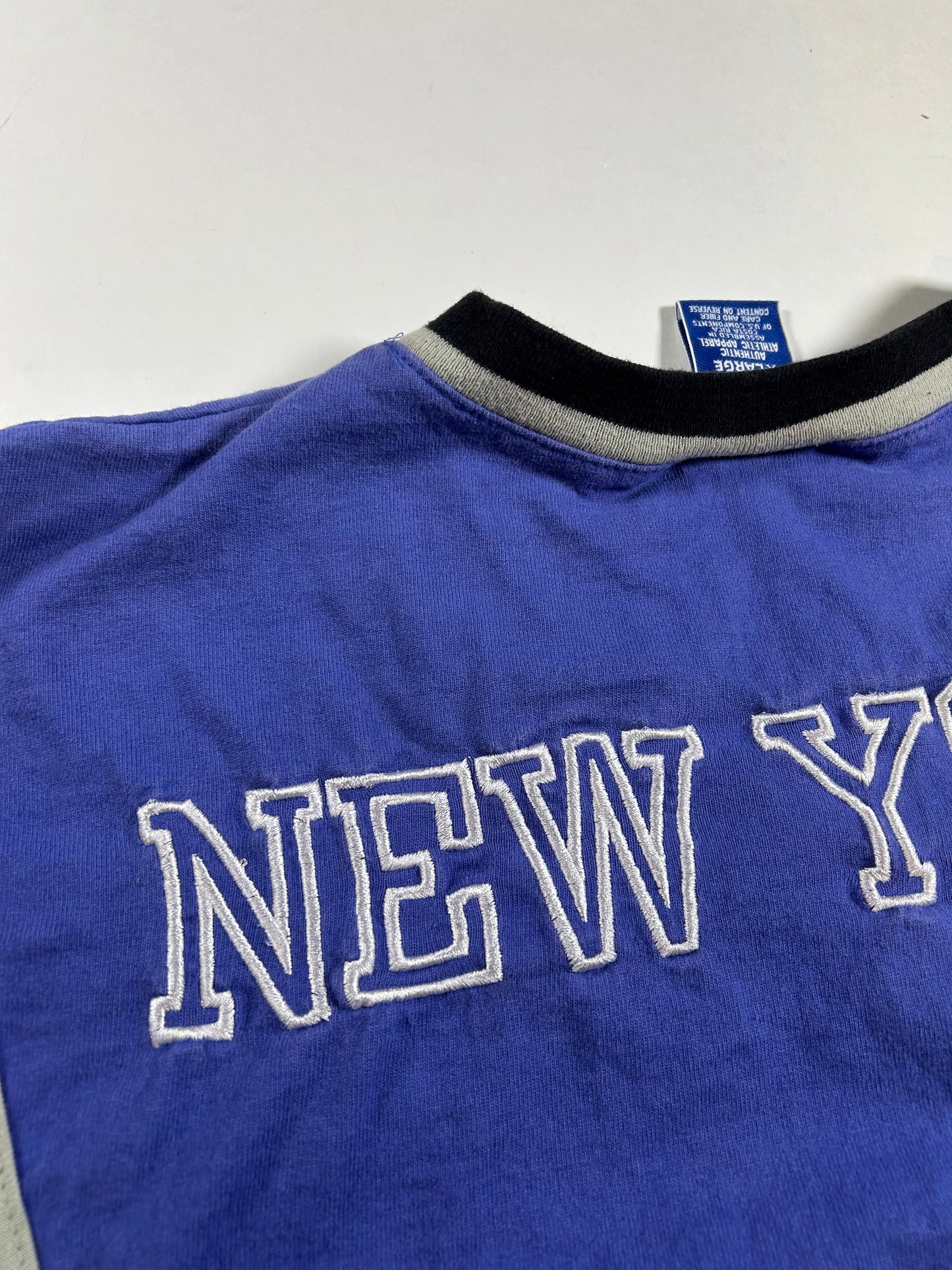 Vintage 90s New York Knicks Champion Authentic Shooting NBA Shirt XL 26x30.25 Inxhes As Is Has Faint Stain On Front Near V-Neck Area