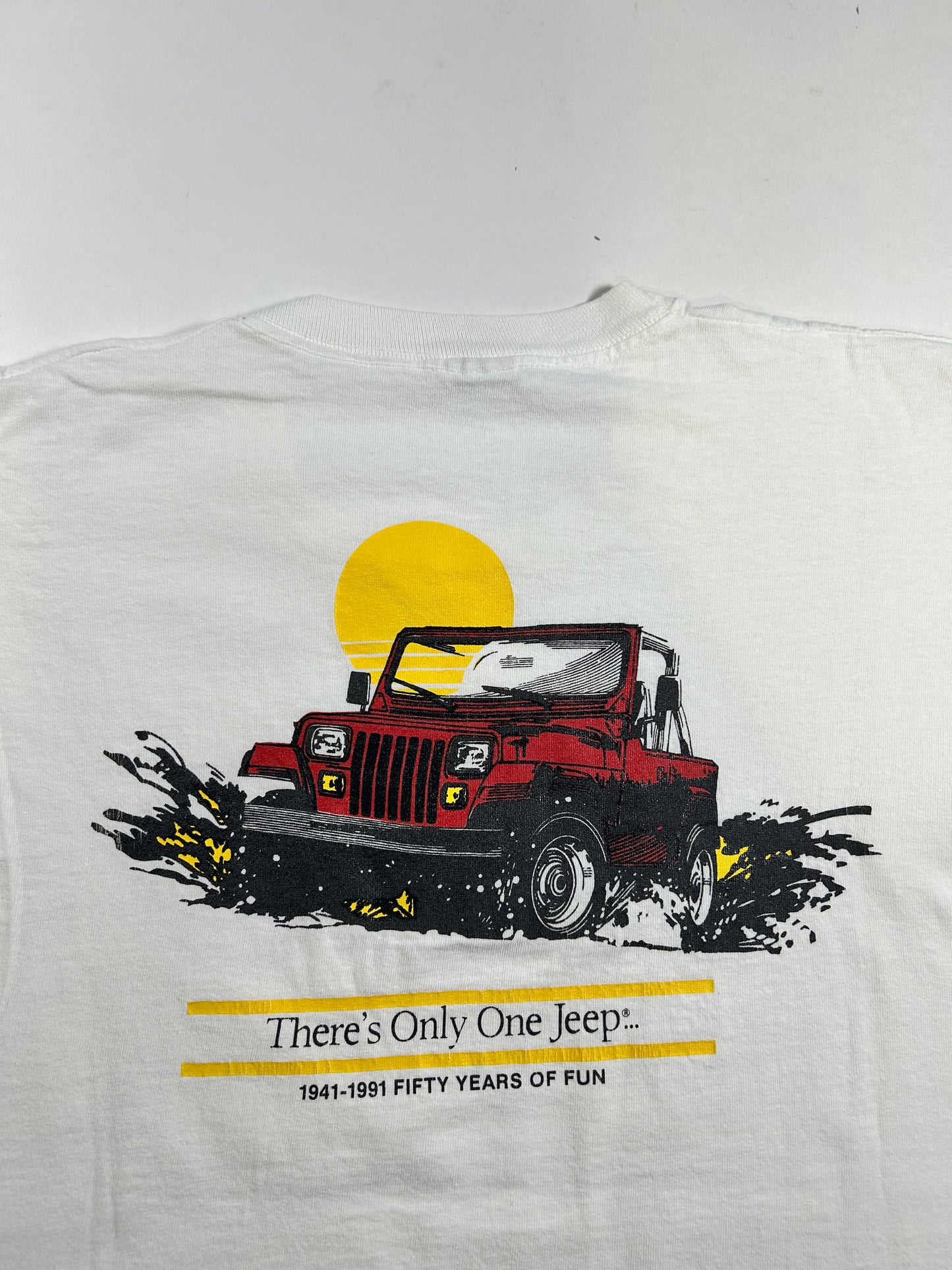 Vintage Jeep 50th Anniversary Jeep Wrangler Tee 1941-1991 Fifty Years Of Fun Large 21.5x27.75 Inches