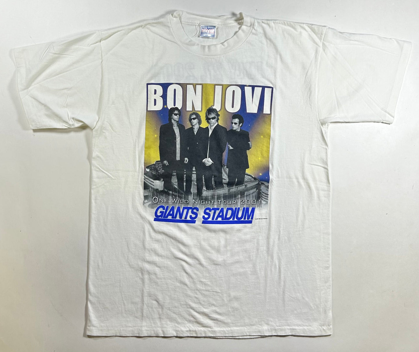 Vintage Jon Bon Jovi One Wild Night 2001 Giants Stadium Sold Out Tour Tee XL 23.5x31.5 Inches