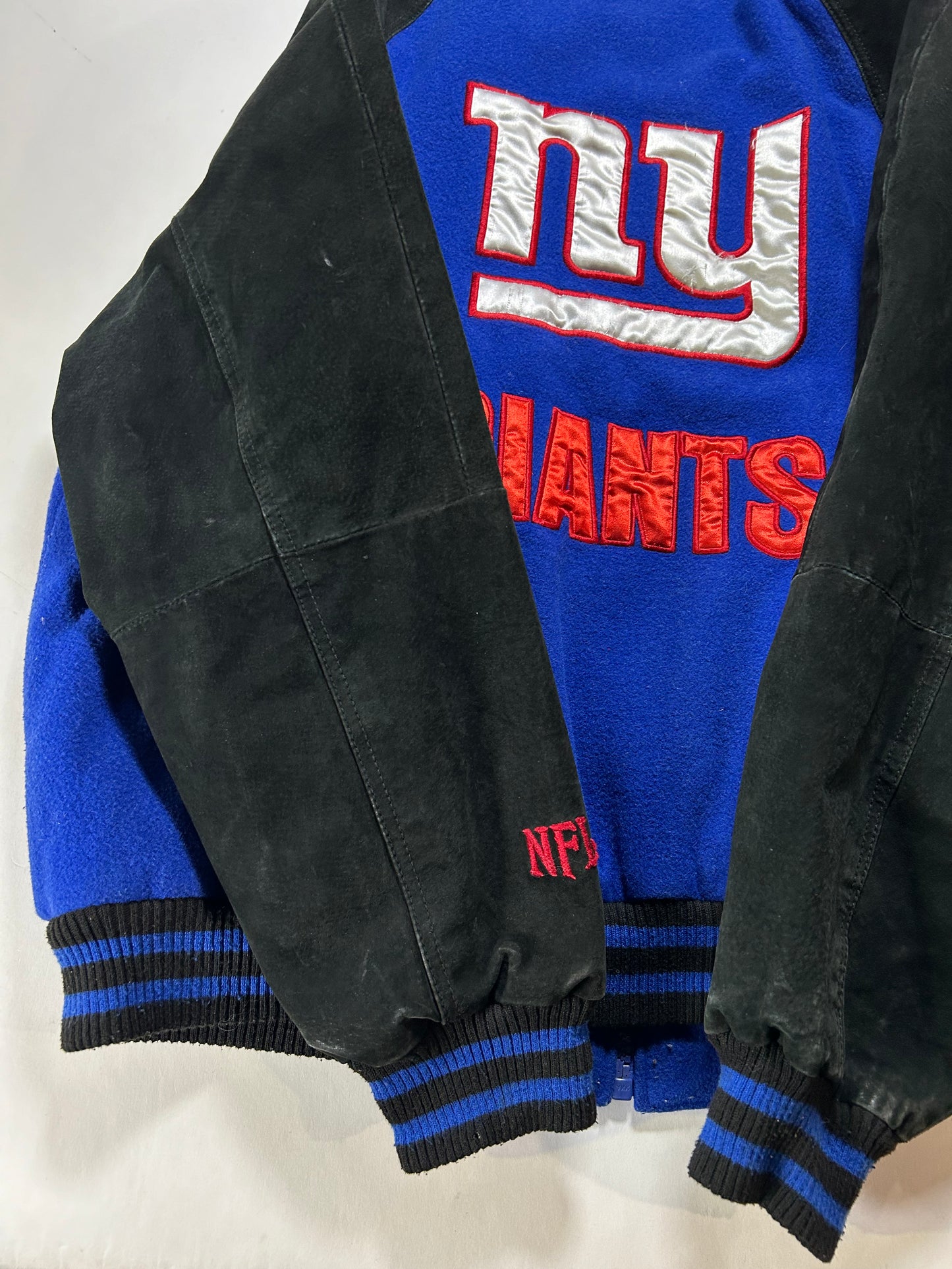 Vintage 00s NFL New York Giants Zip Varsity Jacket Style Jacket Large 27.25x28.75 Inches Has Wear As Is