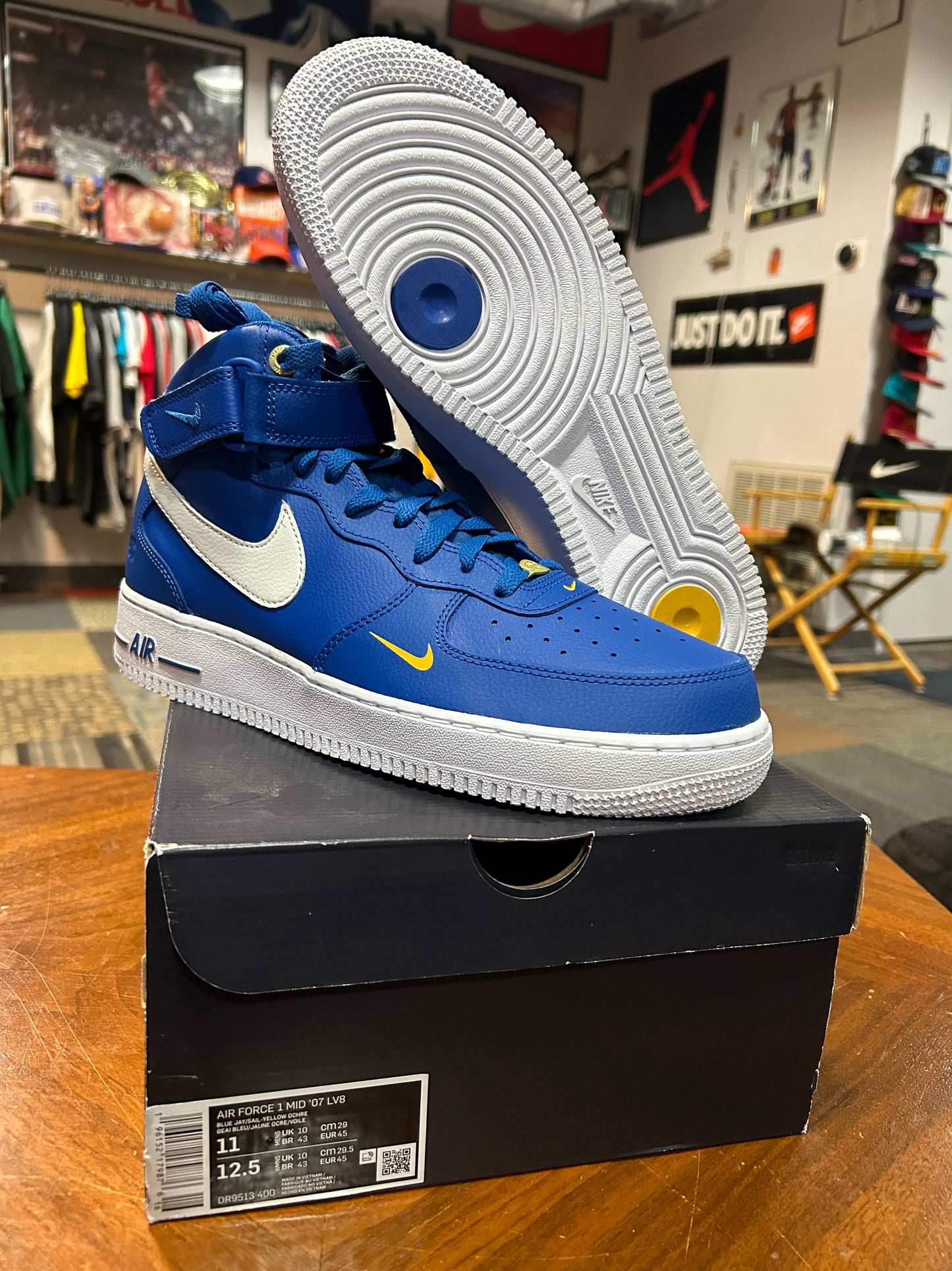2022 Nike Air Force 1 '07 LV8 Mid 40th Anniversary Blue Jay Size 11 Brand New With Box