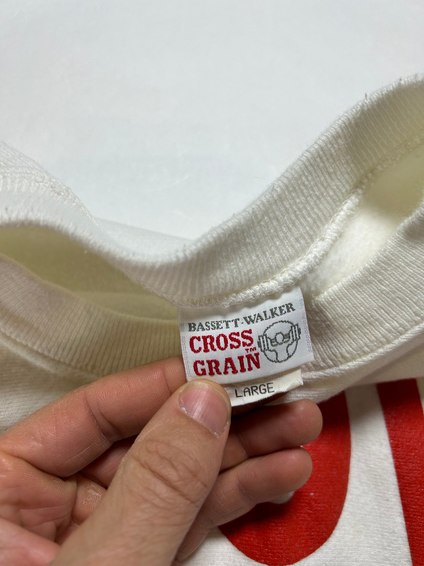 Vintage Brown University College Crewneck Sweatshirt Grain Bassett Walker 23x27.5 Inches White As Is