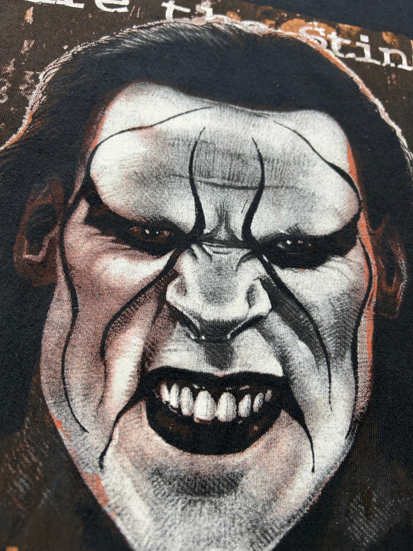 Vintage WCW Sting Wresting Tee Beware The Stinger Shirt 2XL 26.75x31.25 Inches Black As Is