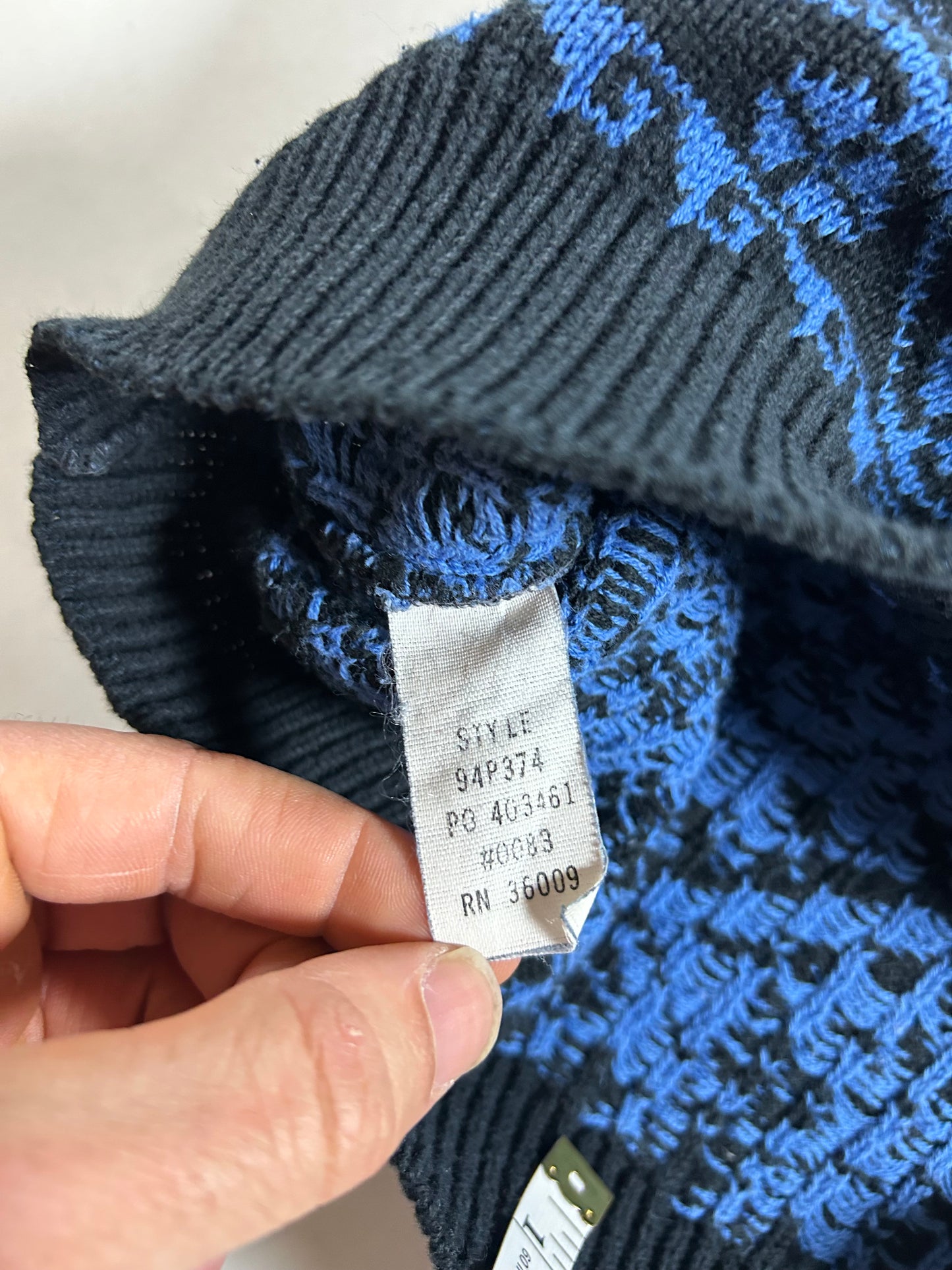 Vintage Calvin Klein Sport Petite Blue Black Geometric 90s USA Made Small Women’s 19x22 Inches
