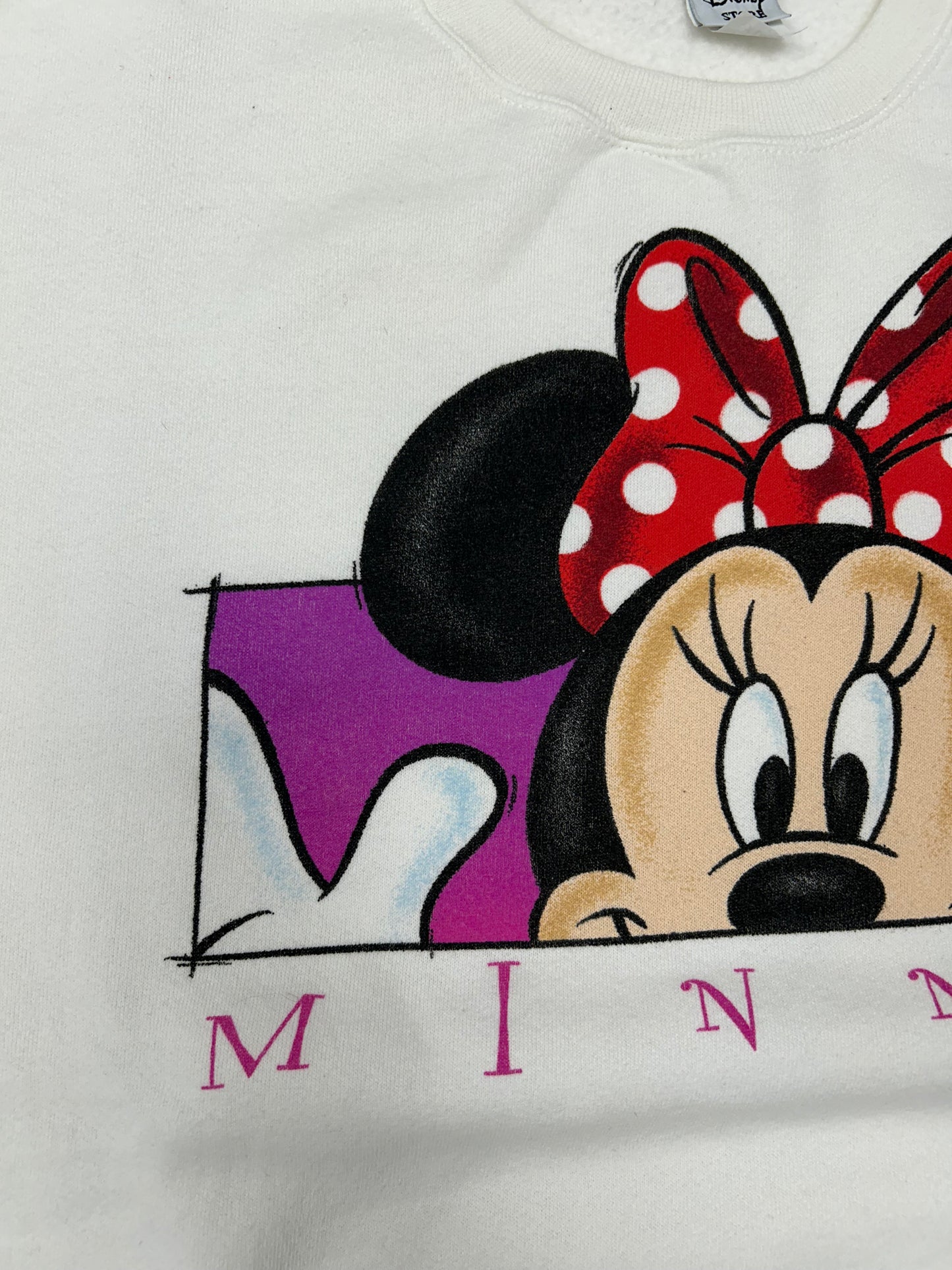 Vintage Disney Minnie Mouse Box Logo Crewneck Sweatshirt The Disney Store 90s Tagged XL 27x28.75 Inches
