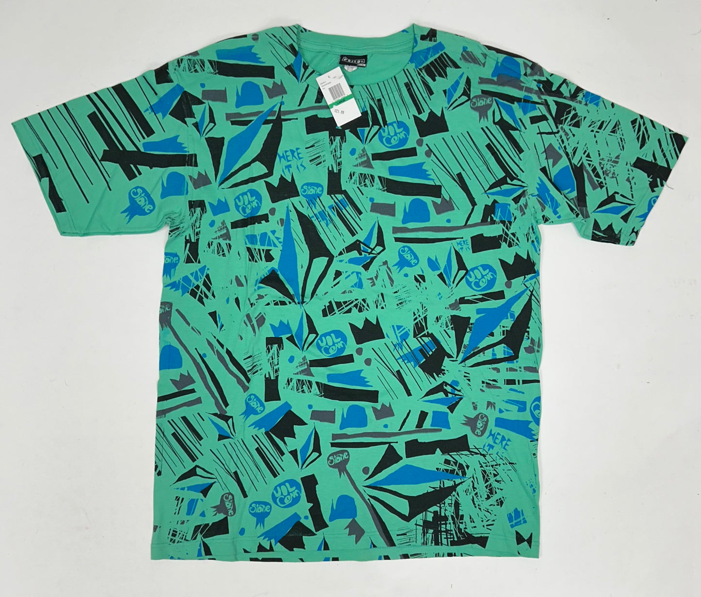 Vintage Volcom Stone All Over Print Skateboarding Skate Surf Tee Large 22.25x30.75 Inches Brand New Old Stock With Tag