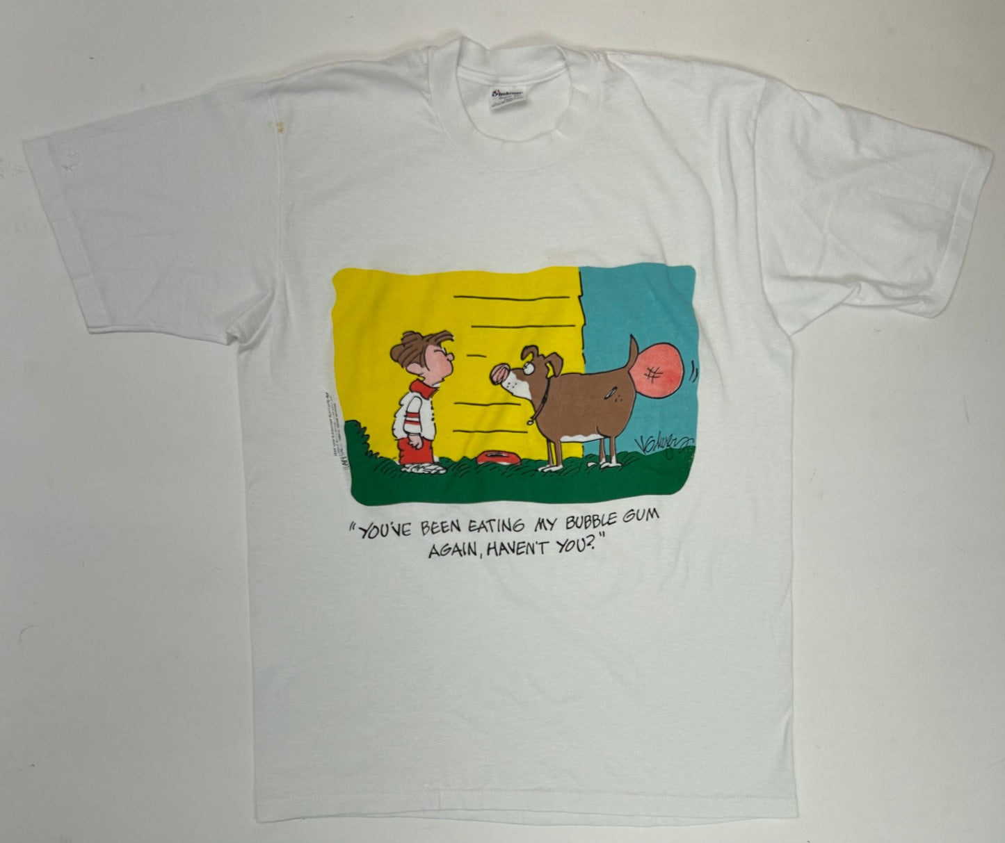 Vintage 1989 You’ve Been Eating My Bubble Gun Again, Haven’t You? Farting Dog Tee M/L 20.5x28 Inches As Is Has Flaws