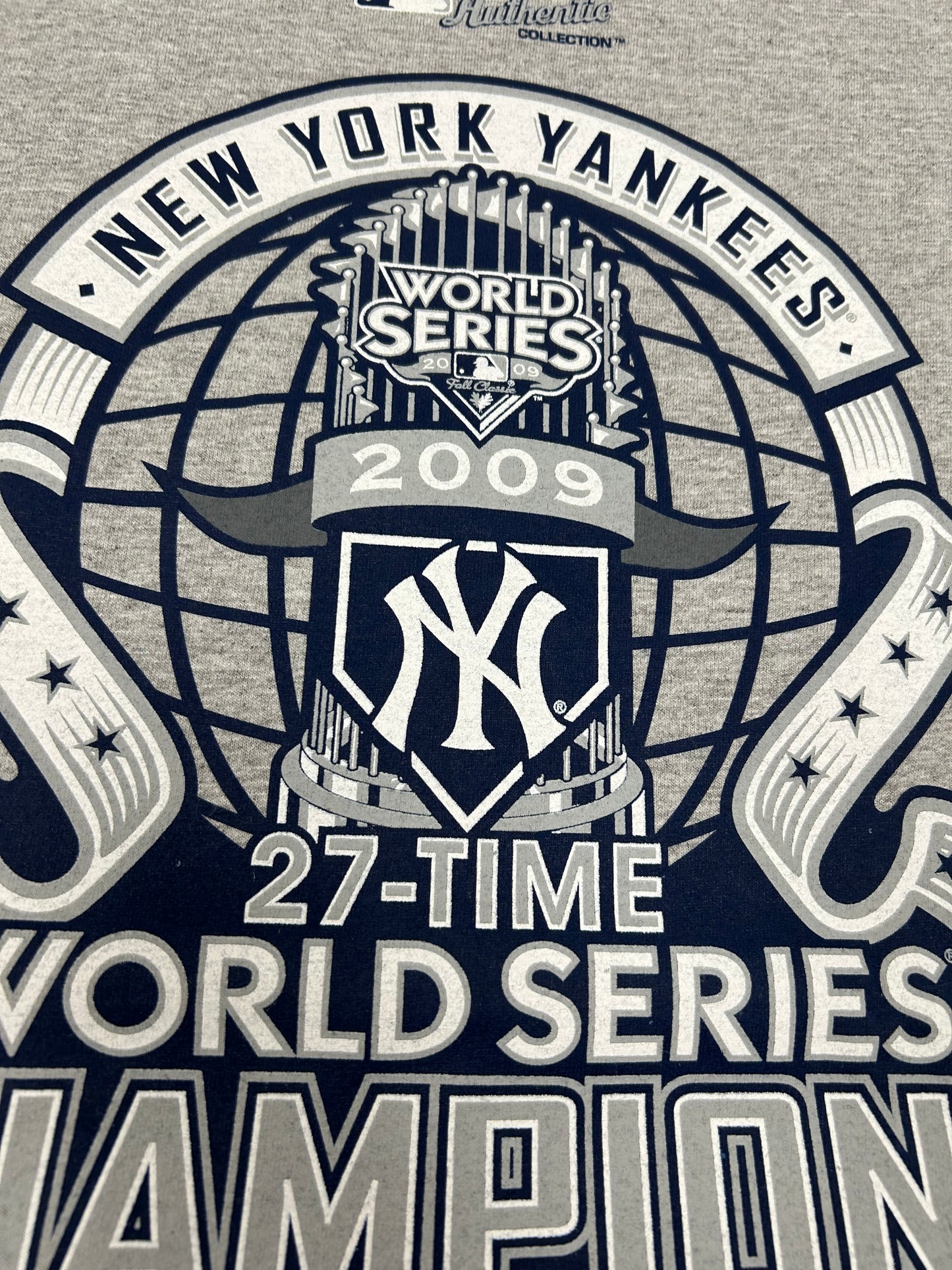 Majestic New York Yankees 2009 MLB World Series 27-Time Champions Tee Tagged Medium 20.5x29.5 Inches