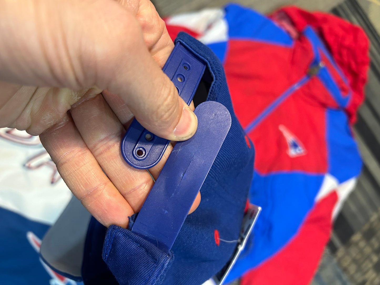 Vintage Logo Athletic New England Patriots Plain Logo NFL SnapBack Hat Has Some Wear On Snaps As Is Still Wearable