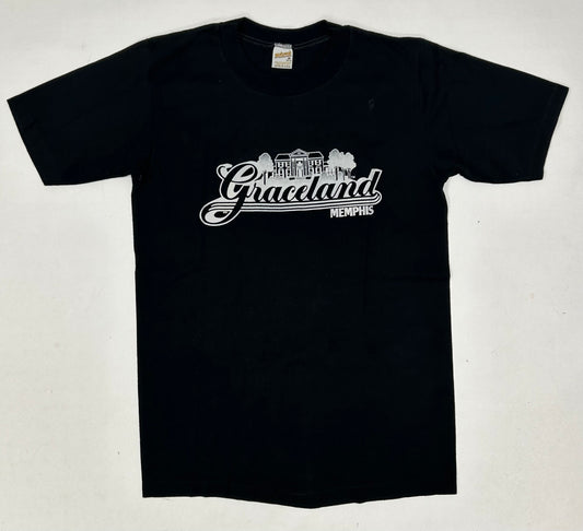 Vintage GRACELAND MEMPHIS ELVIS PRESLEY Single Stitch T-SHIRT 80s 17.75x26.5 Tagged Medium Fits Like Small
