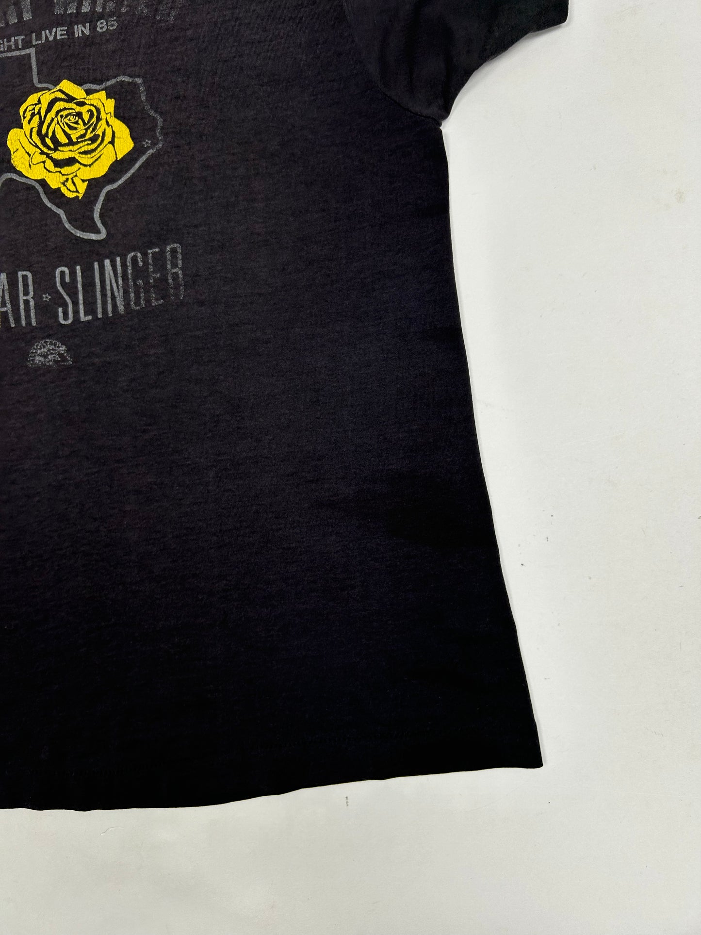 Vintage Johnny Winter Caught Live In ‘85 Guitar Slinger Music Band Tee Very Thin Shirt 18.75x25.5 Inches Small/Medium Fit