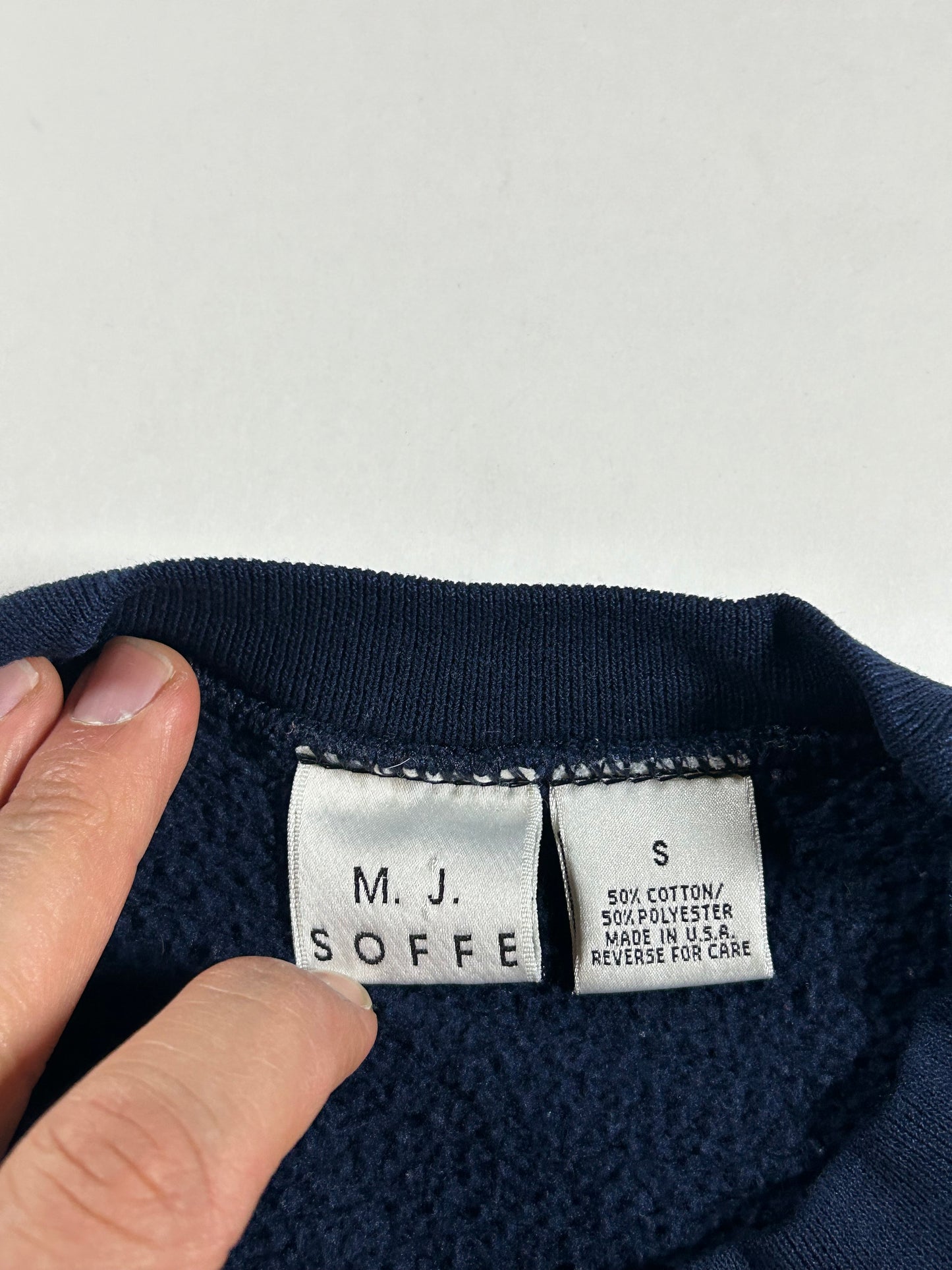 Vintage 90s United States Navy 3M Logo M.J. Soffe Sweatshirt Crewneck Small 19.75x24.5 Inches Navy