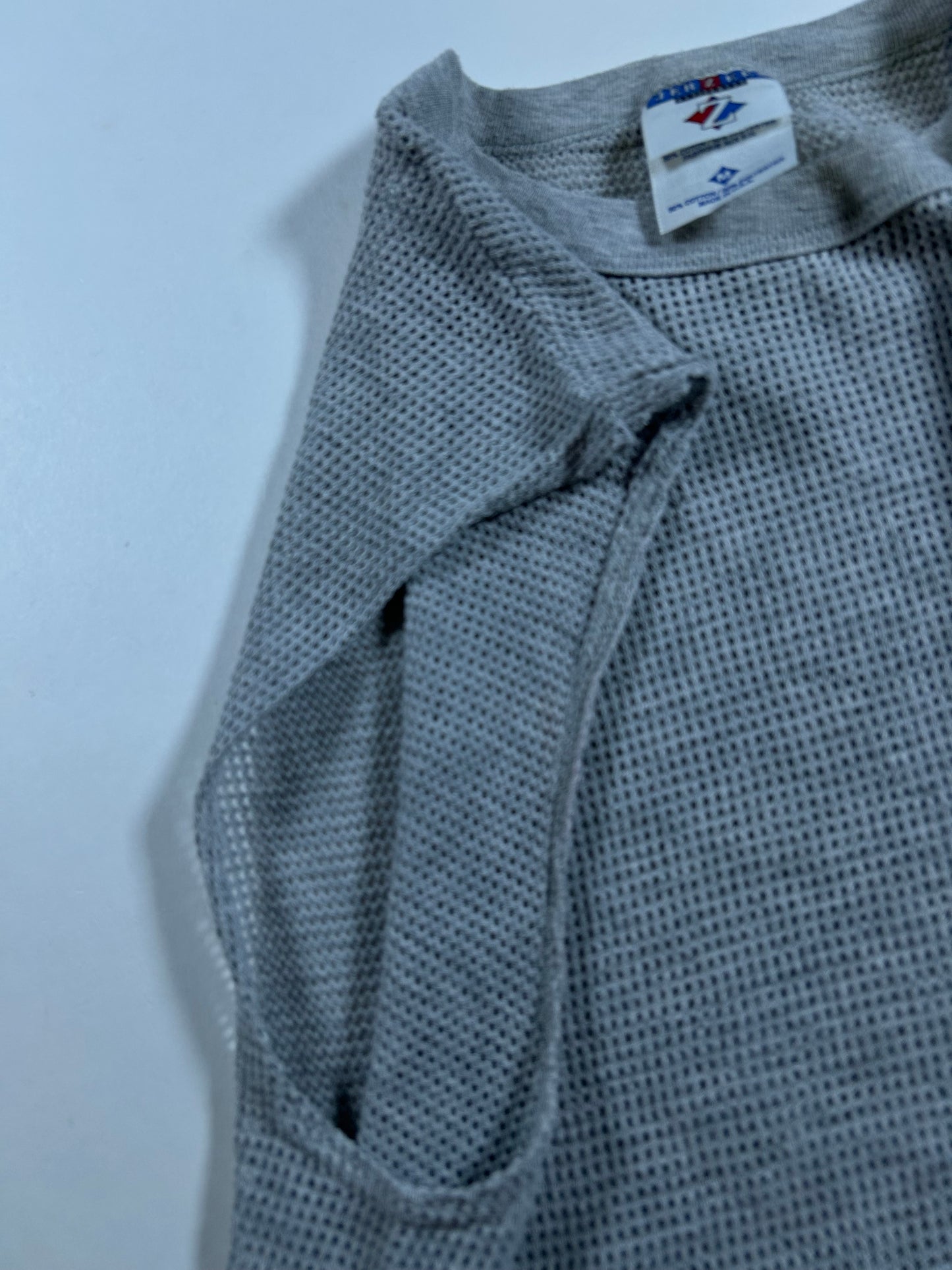 Jerzees Mesh Tank Top Sleeveless Shirt Medium Gray Made USA 90s Vintage Blank 20.25x26.25 Inches