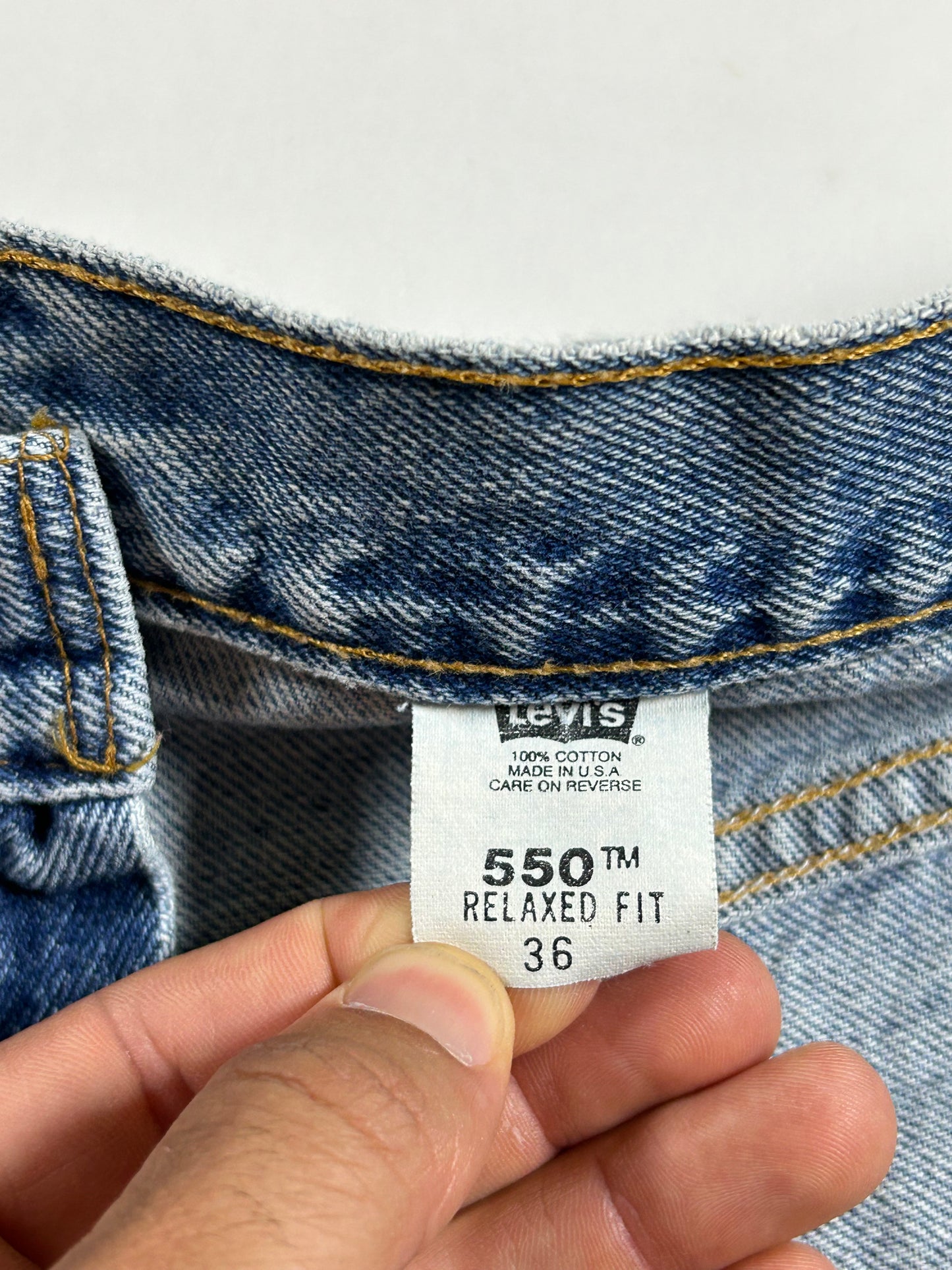 Vintage Levi's 550 USA Denim Blue Jean Shorts Relaxed Fit 36 18.5x21.75 Inches 100% Cotton