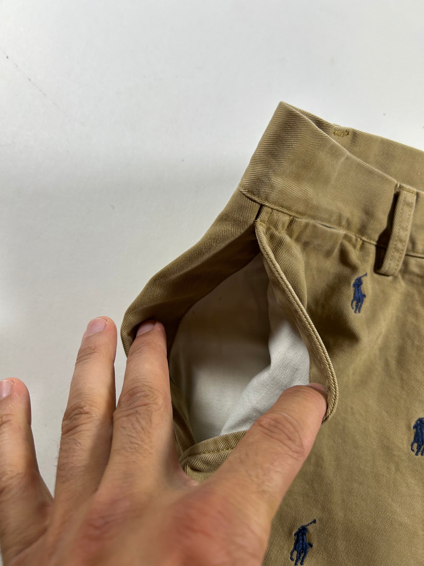 Polo Ralph Lauren All Over Pony Chino Shorts Khaki Classic Fit 9” 35 18x20.75/21 Inches