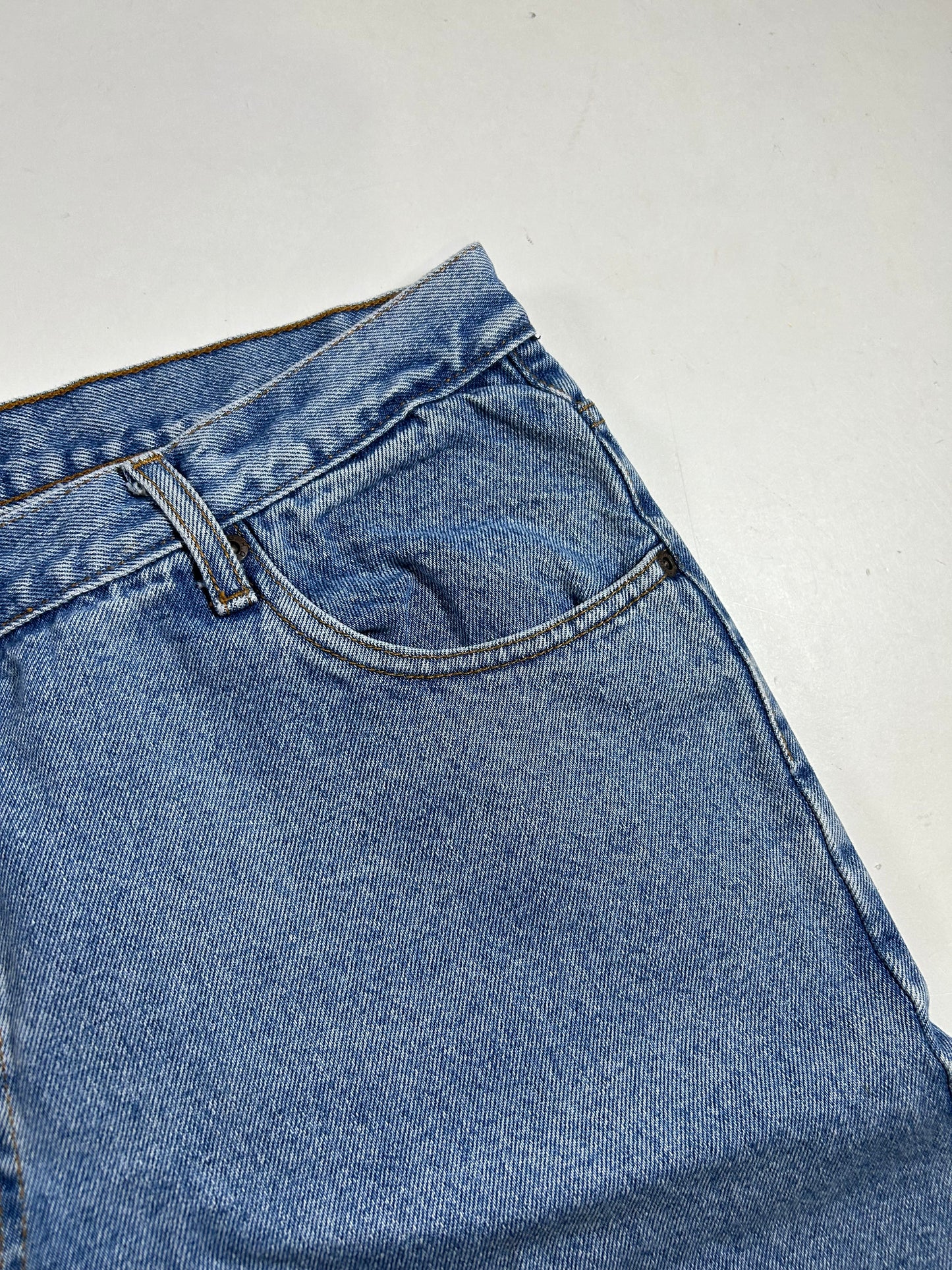 Vintage Two Pepper Mens Denim Jorts Blue Medium Wash 100% Cotton 36 18x20.5 Inches