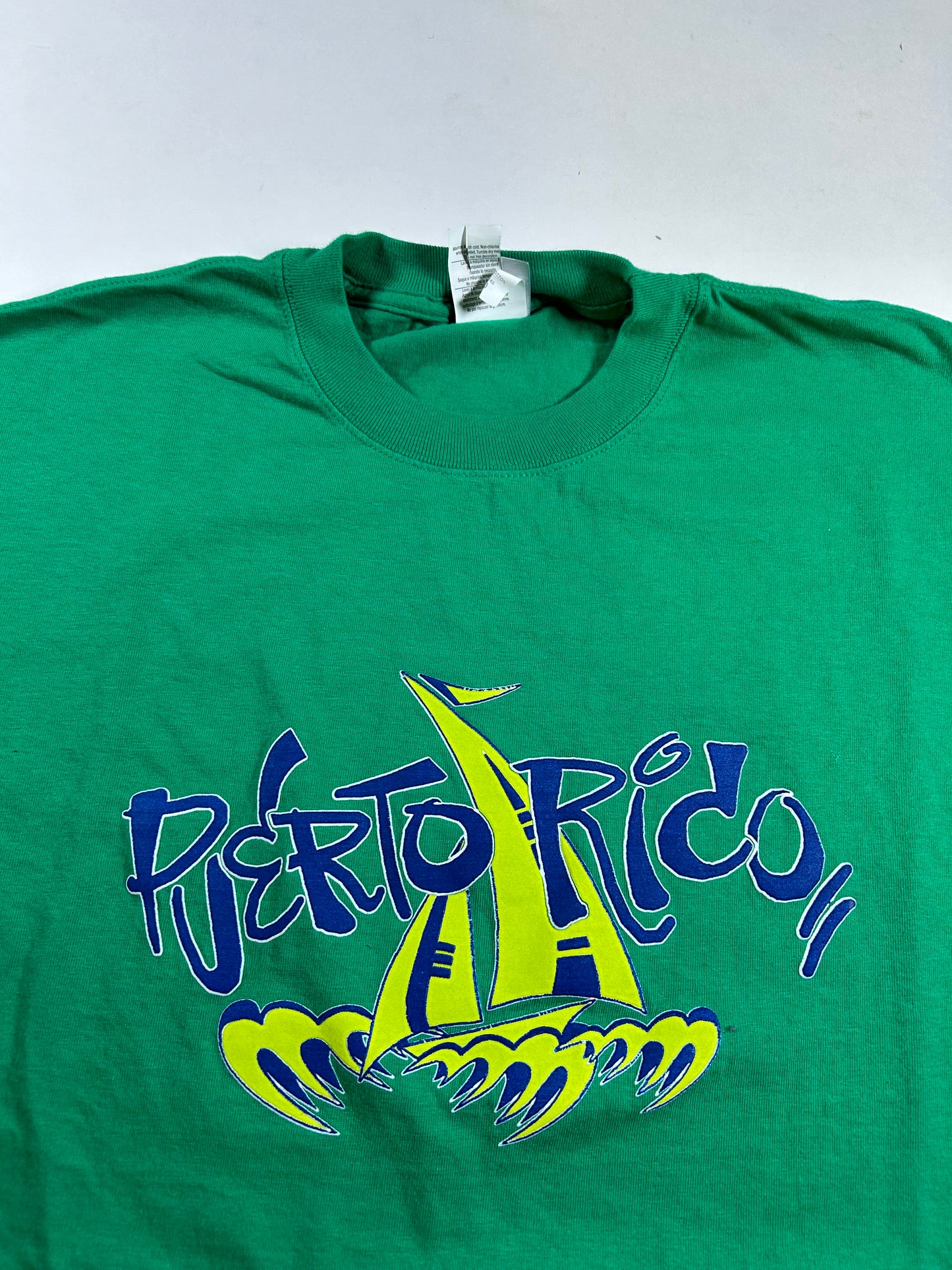 Puerto Rico Destination Tee 2000s Vintage Green XL 23.5x29.5 Inches