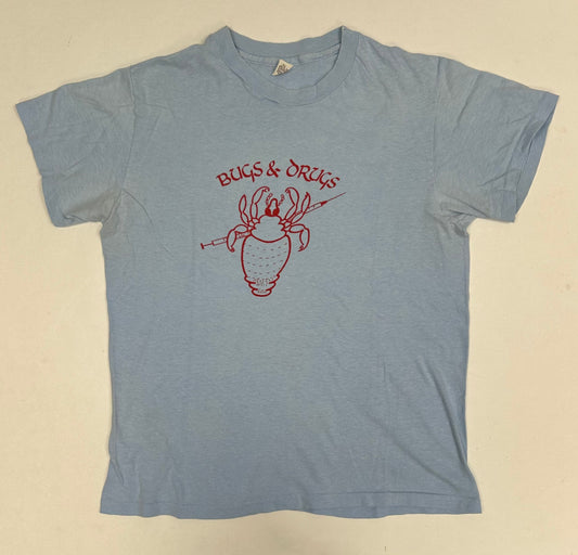 Vintage Bugs & Drugs 70s Hanes Tag Tee Small Fit 18.75x24.5 Inches