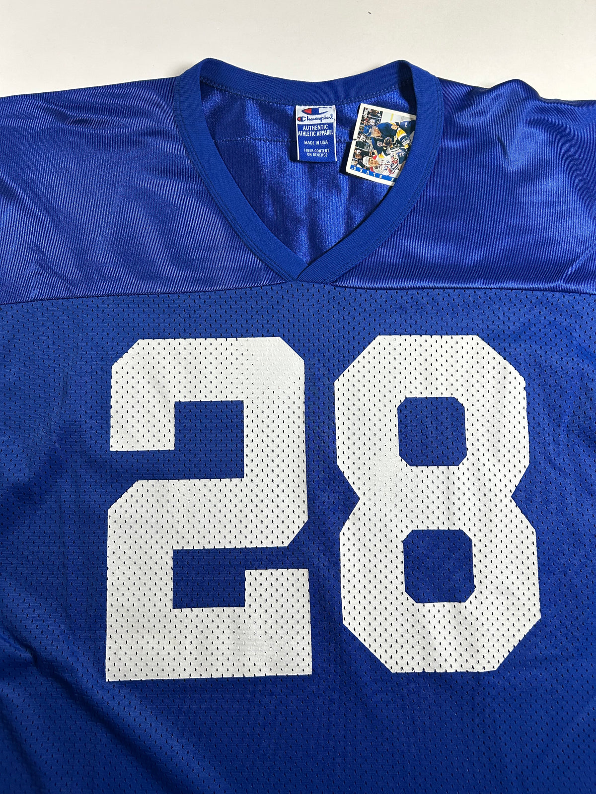 Vintage 90s Champion Indianapolis Colts Marshall Faulk #28 NFL Jersey 48 XL 23.75x33.25 Inches USA