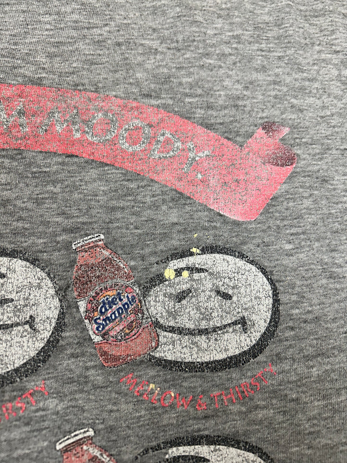 Thrashed As Is Worn Vintage 00s Diet Snapple Face It I’m Moody Drink Promo Brand Tee XL 24.25x29.25 Inches
