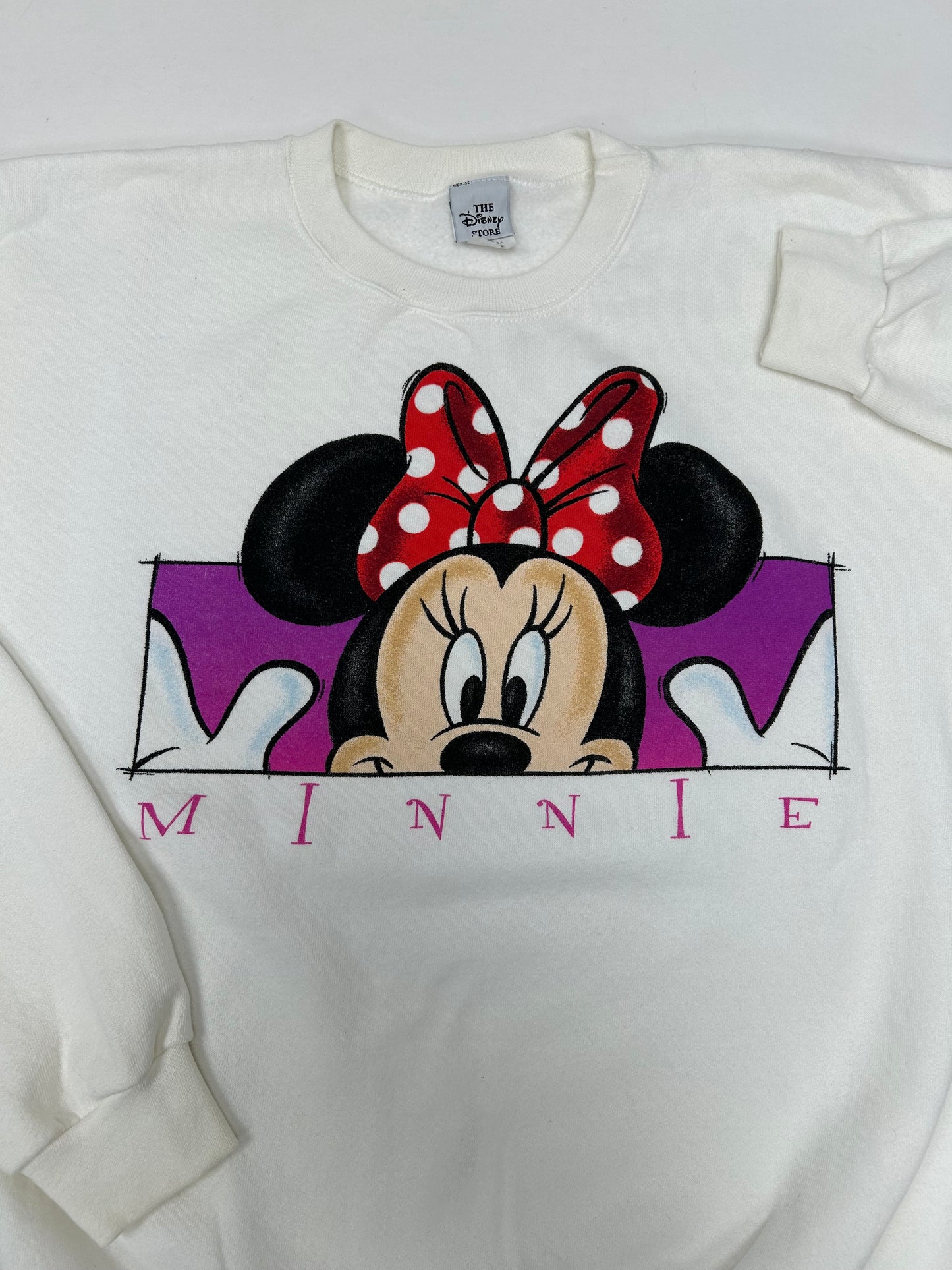 Vintage Disney Minnie Mouse Box Logo Crewneck Sweatshirt The Disney Store 90s Tagged XL 27x28.75 Inches