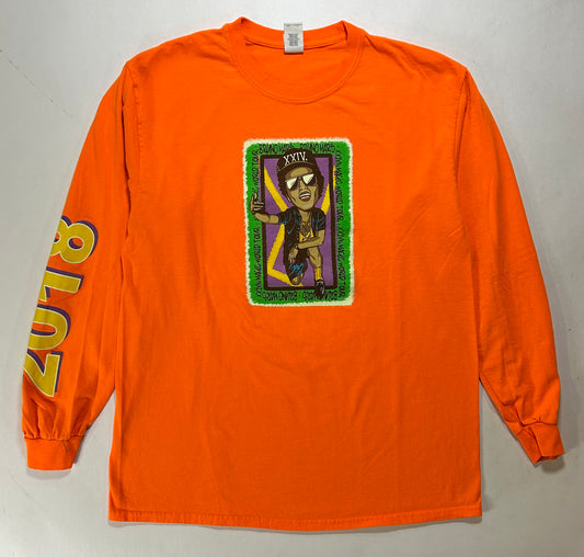 2018 Bruno Mars 24K Magic World Tour Long Sleeve Tee Large 21.5x29 Inches Orange