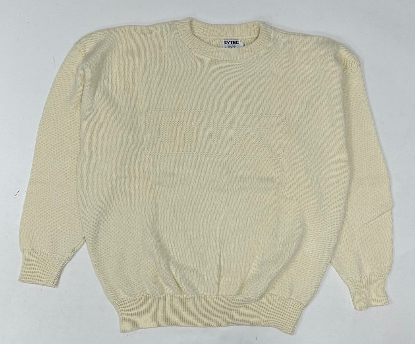 Vintage Cytec Cable Knit Made In USA 100% Acrylic Sweater Cream XL/L 26x28 Inches