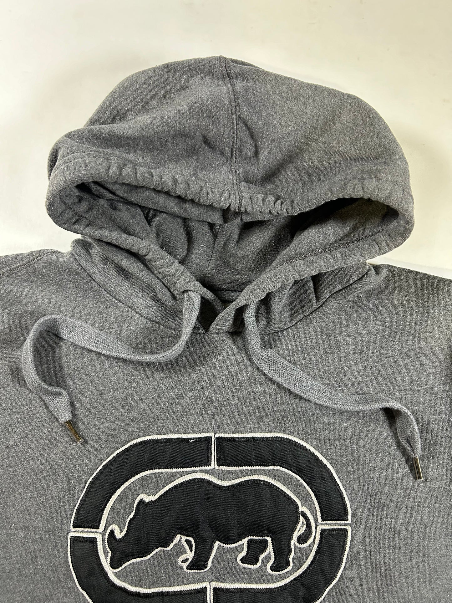 Vintage Eckō Unltd Rhino Brand Hooded Pullover Sweatshirt Gray Large 24.5x26.25 Inches As Is
