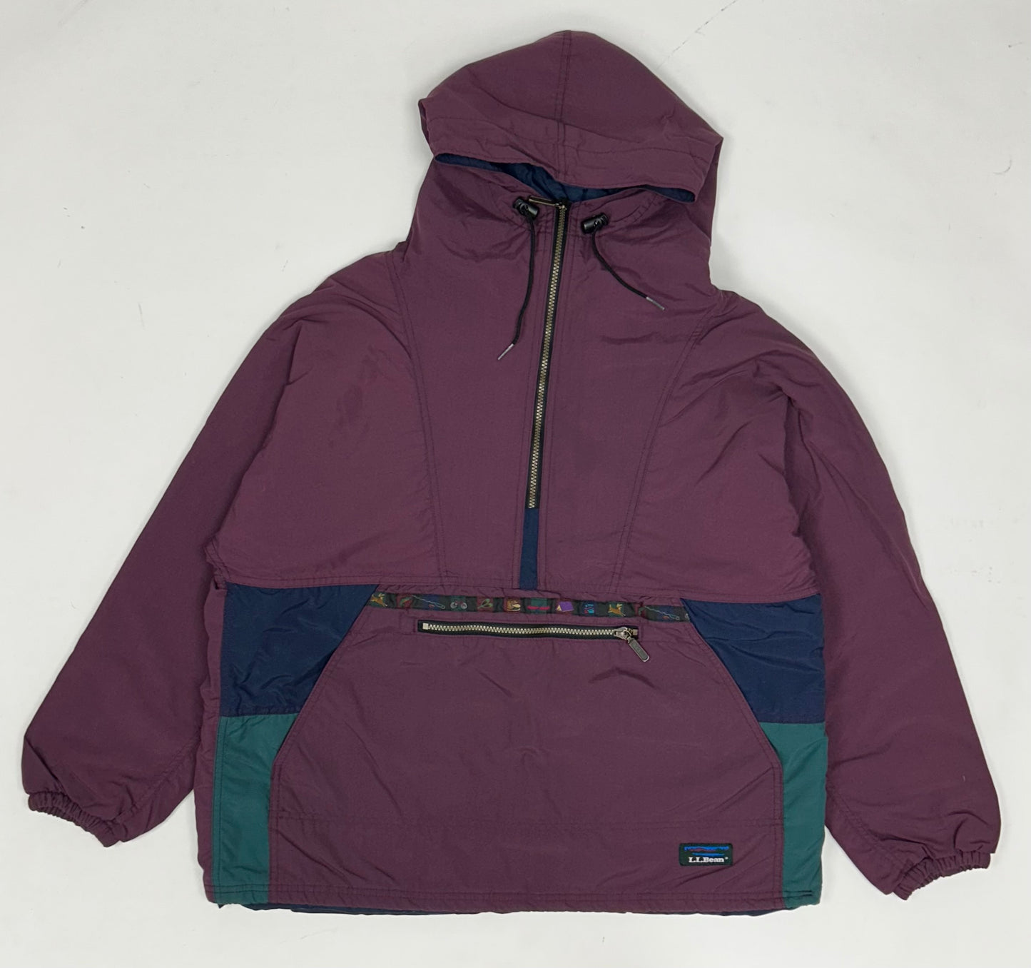 Vintage 90s LL Bean 1/2 Zip Anorak Thinsulate 3M Windbreaker Medium/Large Fit 25.25x26.5 Inches