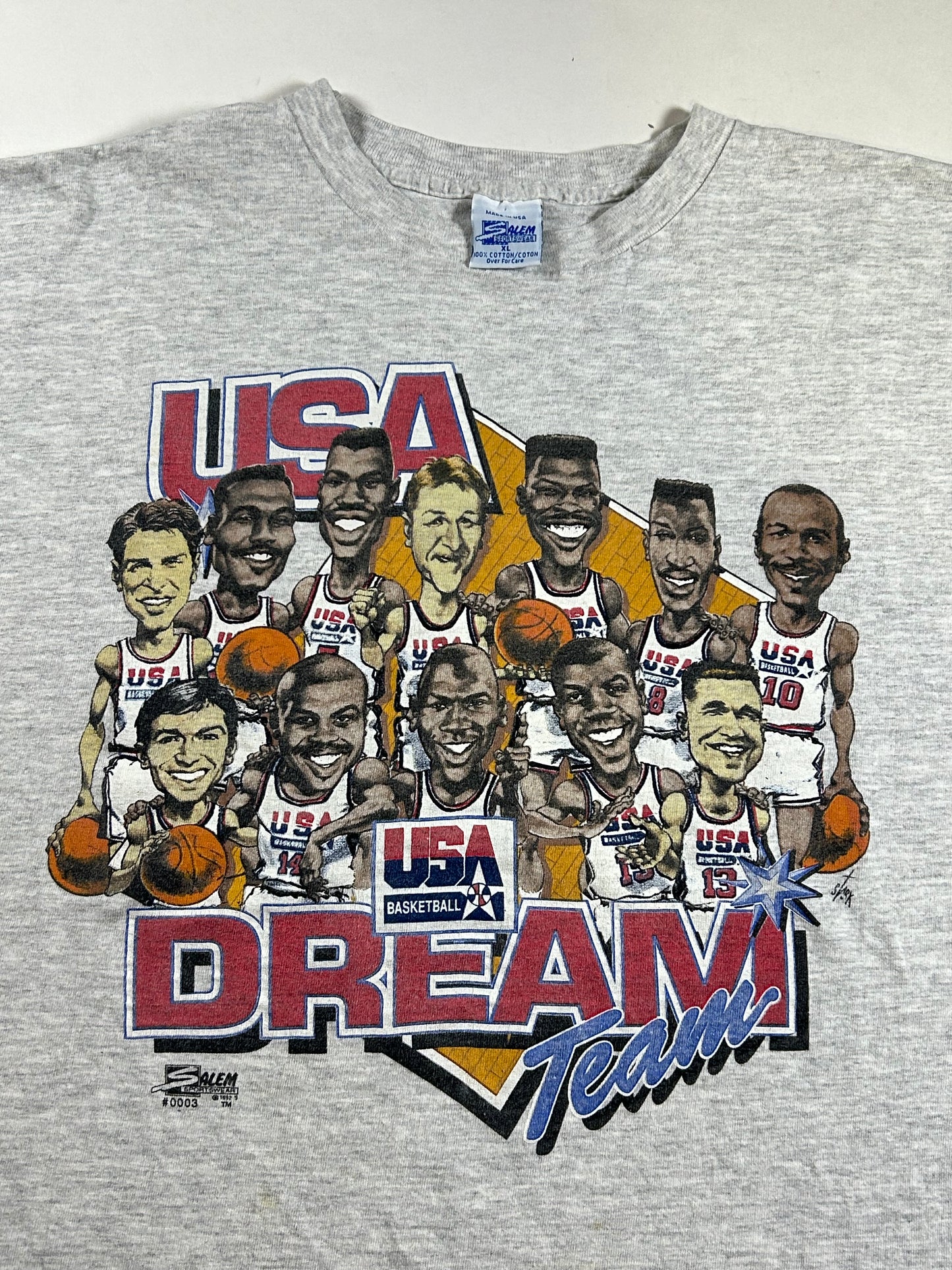 Vintage 1992 Dream Team Barcelona Olympic Michael Jordan NBA Salem Sportswear XL 23.75x29 Inches Gray As Is