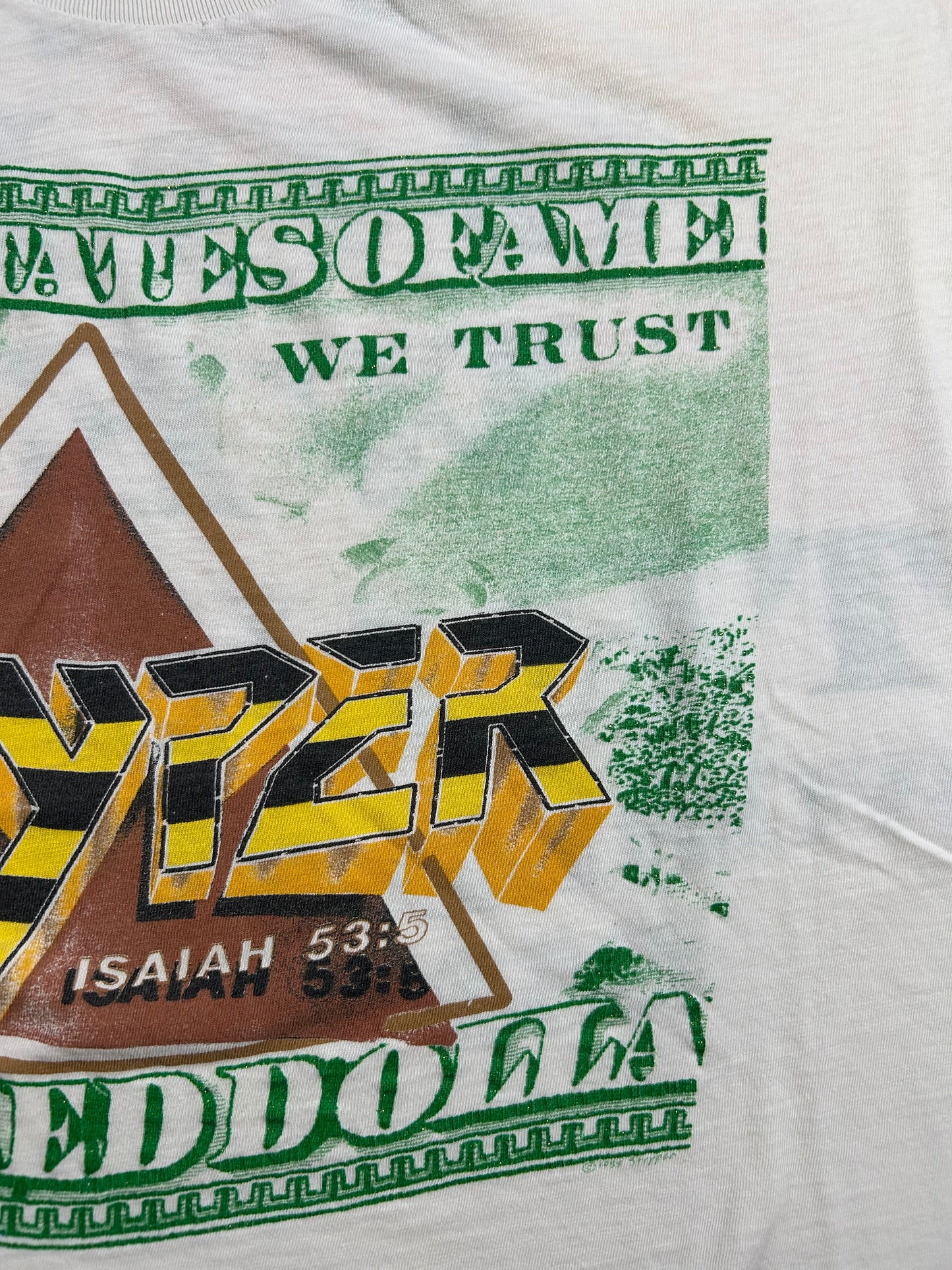 Vintage Stryper In God We Trust 1988-89 World Tour Band T-shirt Worn In As Is Large/Medium Fit 21x27 Inches