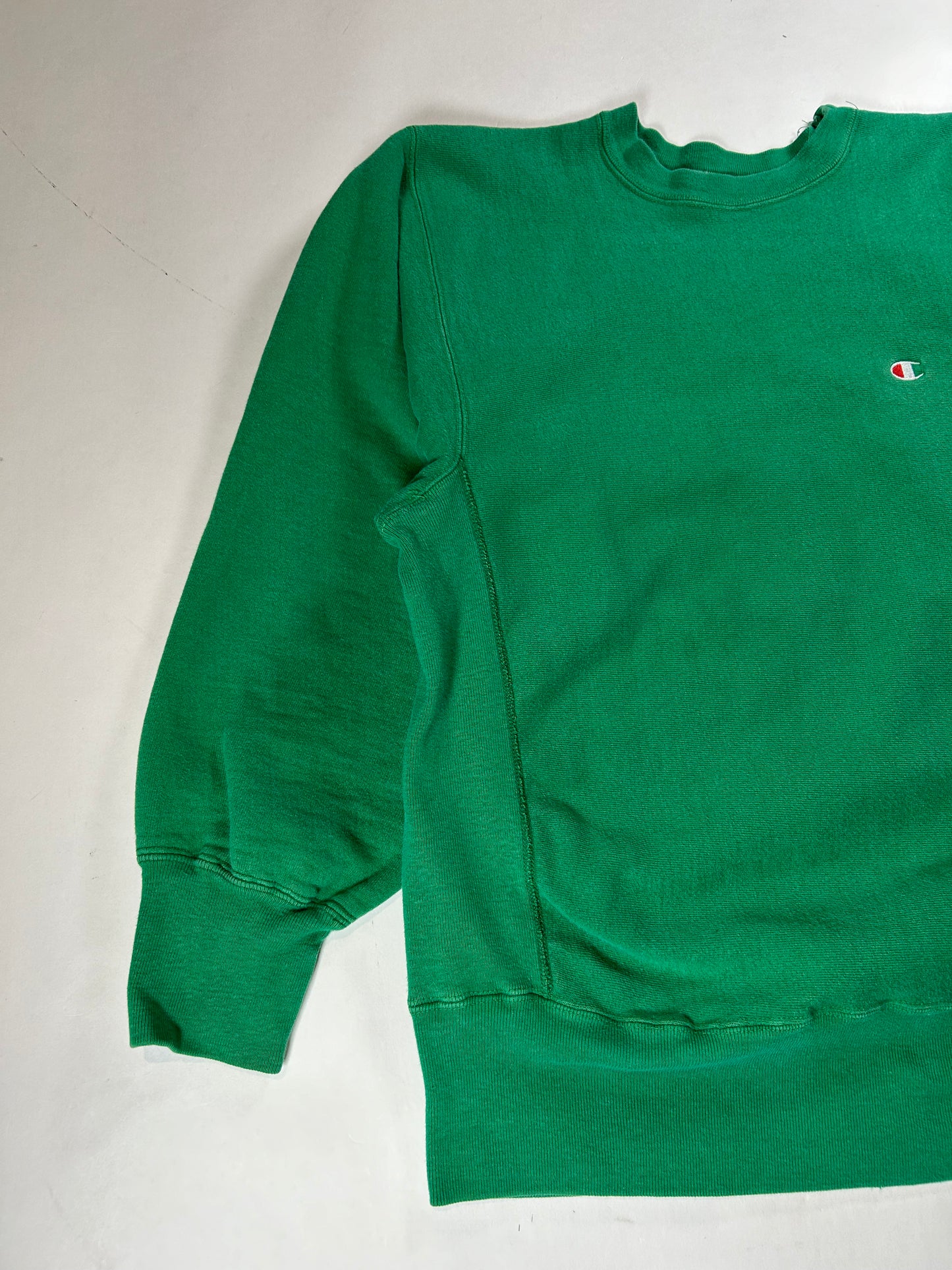 Vintage 80s Champion Reverse Weave Kelley Green Crewneck Sweatshirt 22.25x28.25 Inches Mediumish Fit