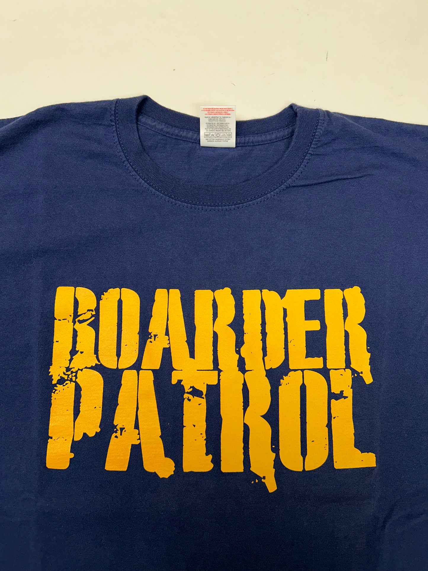 Boarder Patrol Skateboarding Skate Tee Medium 20.25x27.25 Inches Navy 2000s