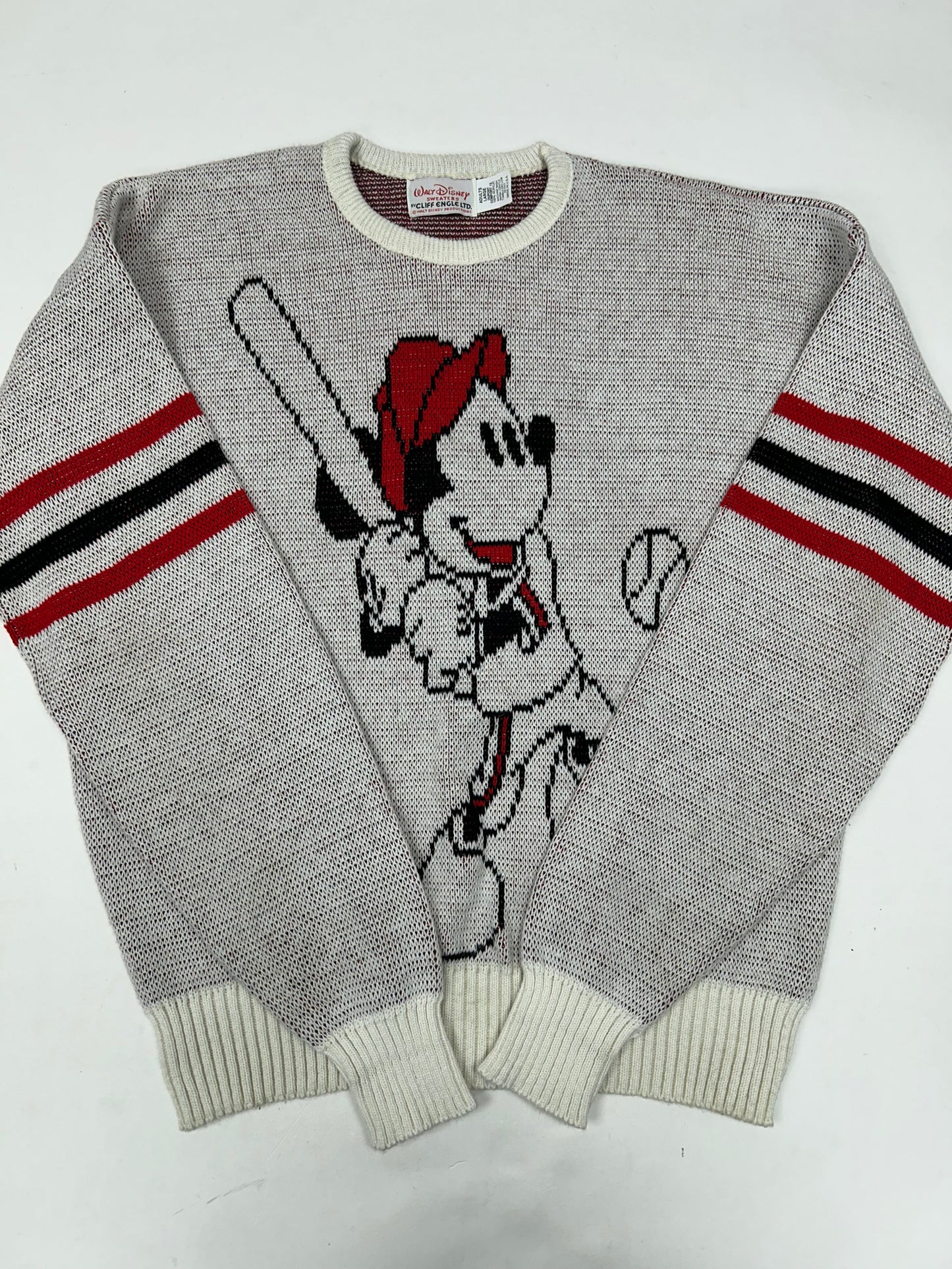 Vintage Cliff Engle Mickey Mouse Baseball Disney Sweater USA Large/Medium 23.25x26.75 Inches