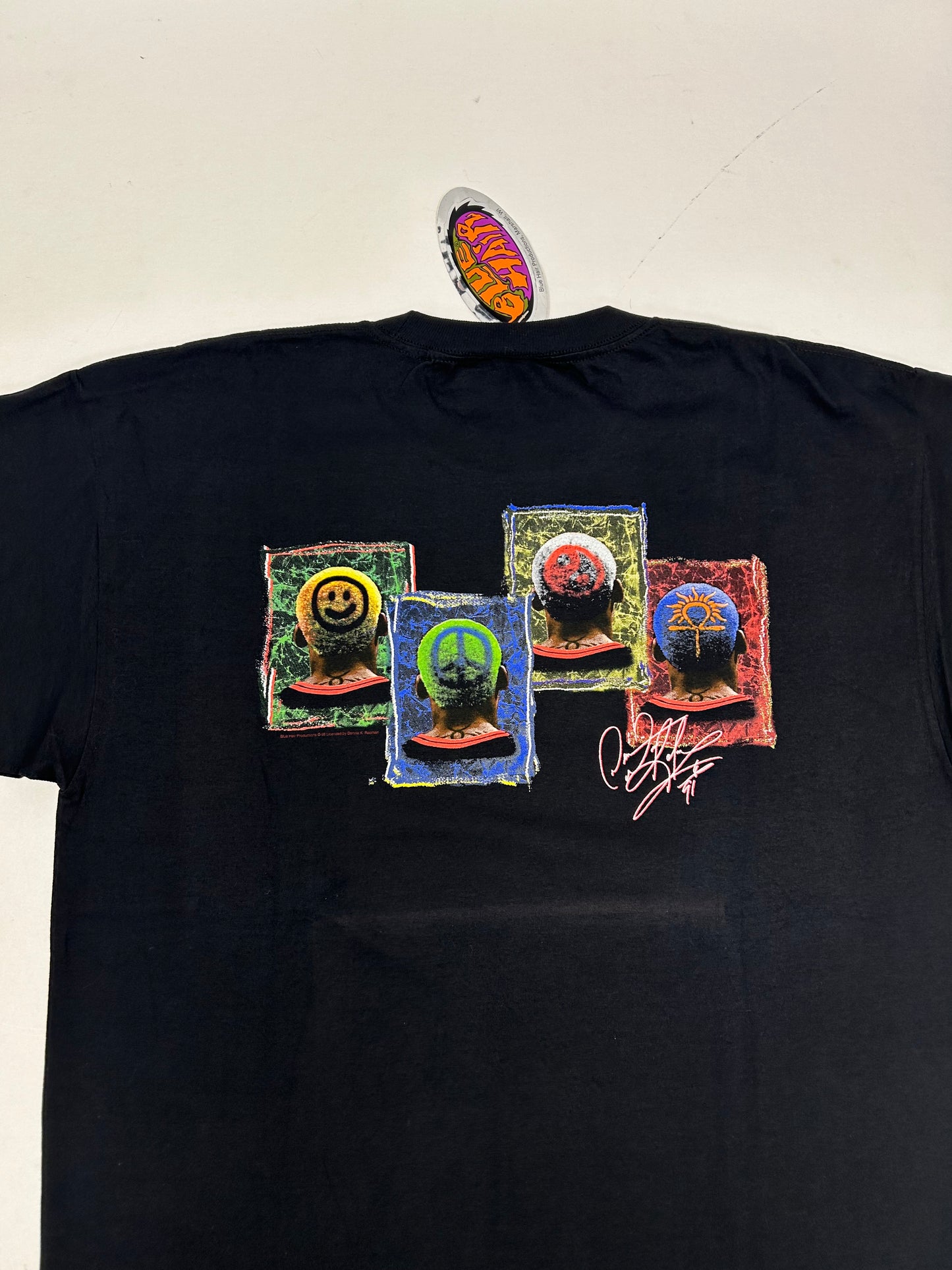 Vintage 90s Dennis Rodman Shirt Sign Of The Times Blue Hair Graphics Tee Brand New With Tag XL 24.25x32.25 Inches