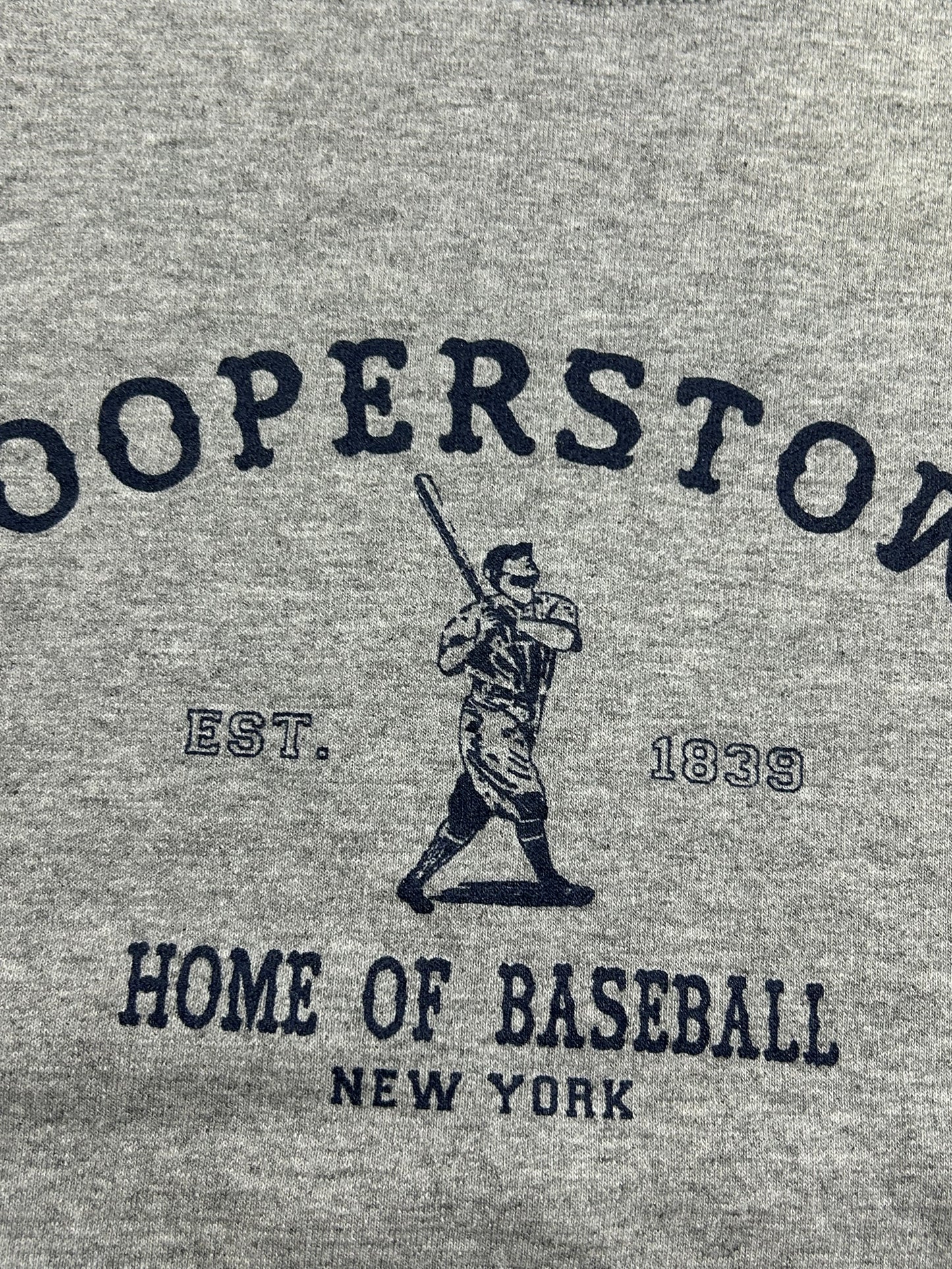 Vintage Cooperstown Home Of Baseball New York Crewneck Sweatshirt XL 25.75x28.25 Inches As Is Gray