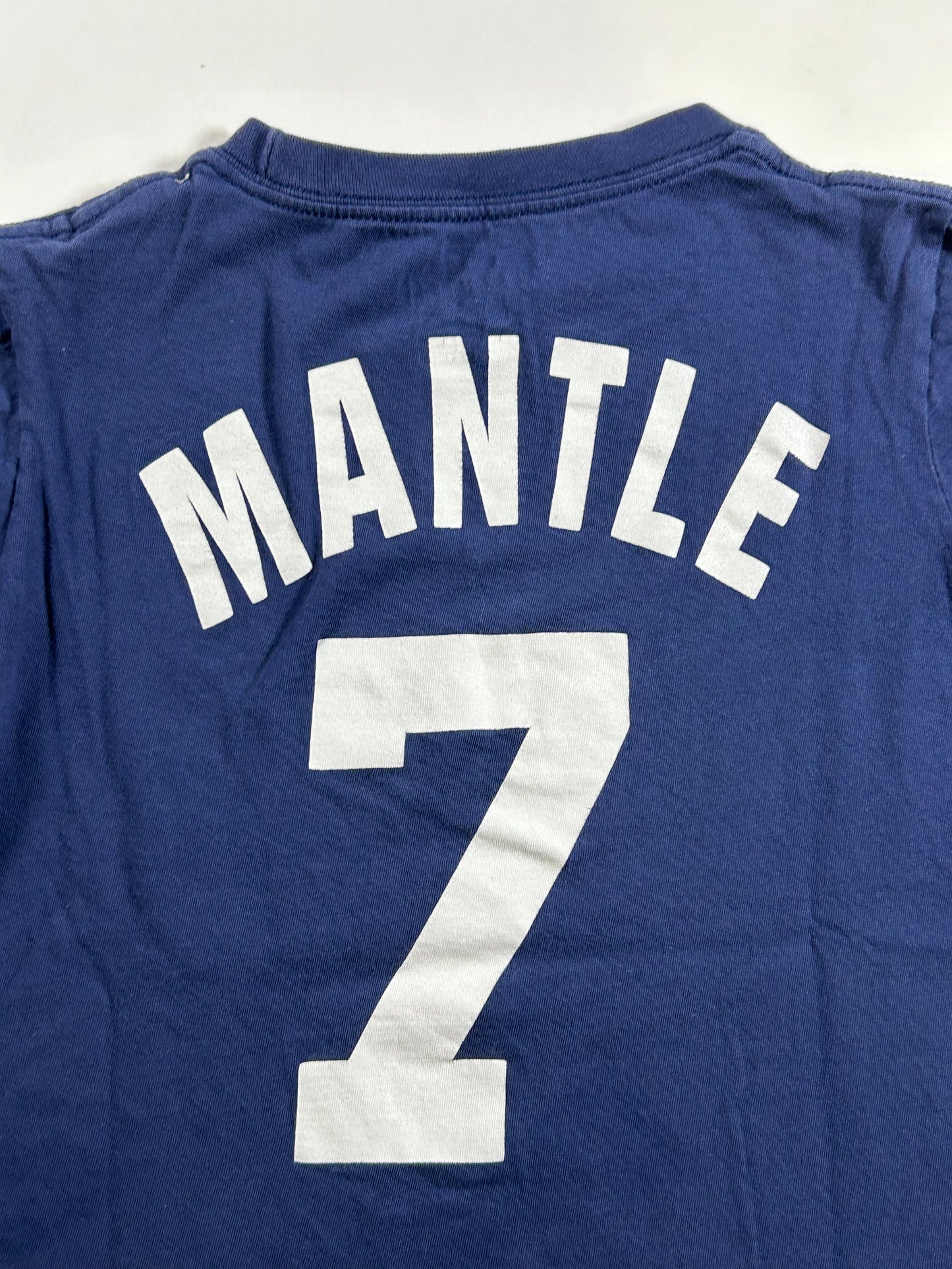 Nike Mickey Mantle #7 New York Yankees T-Shirt Blue Yanks Kids Small 14.5x20 Inches