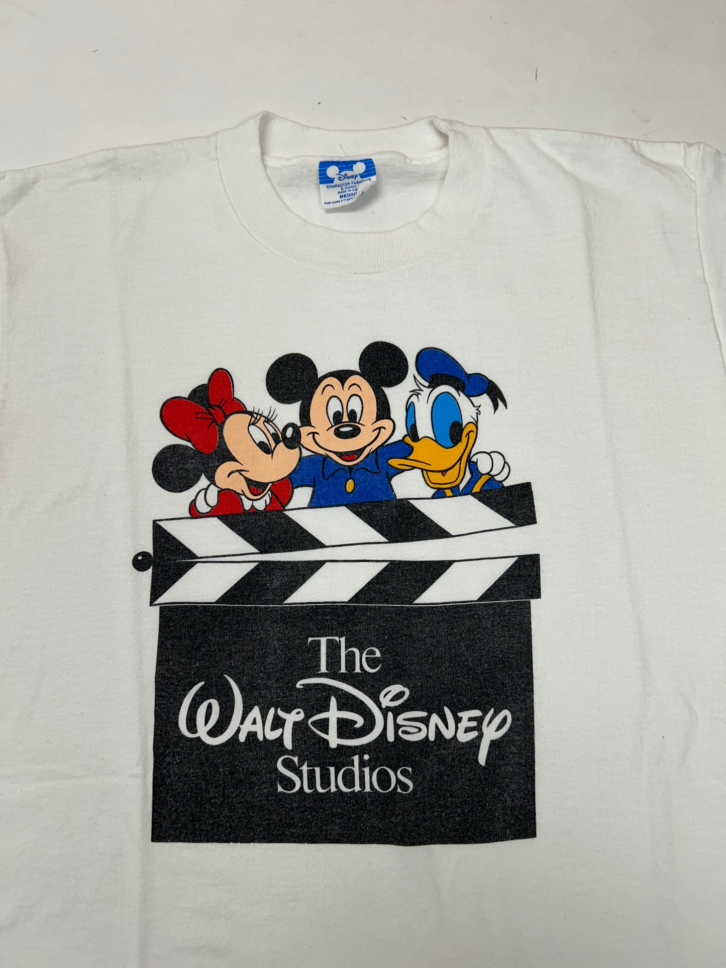 Vintage The Walt Disney Studios Minnie Mouse, Mickey Mouse & Donald Duck Clapboard Disney Tee Small Or Thin Medium Fit 18.75x28.25 Inches