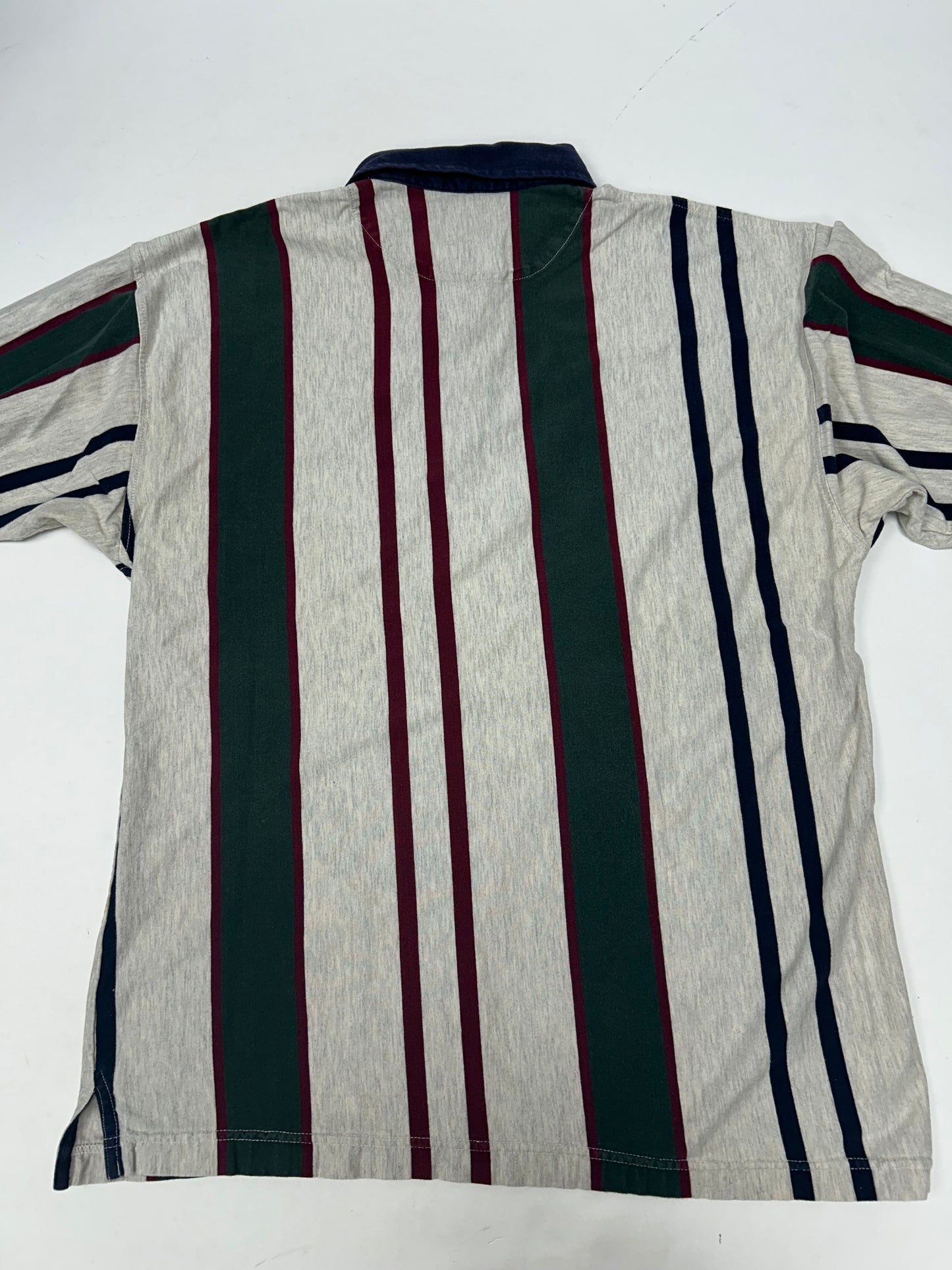 Vintage Chaps Ralph Lauren Rugby Shirt Mens XL Striped Green Red Polo 90s Skate