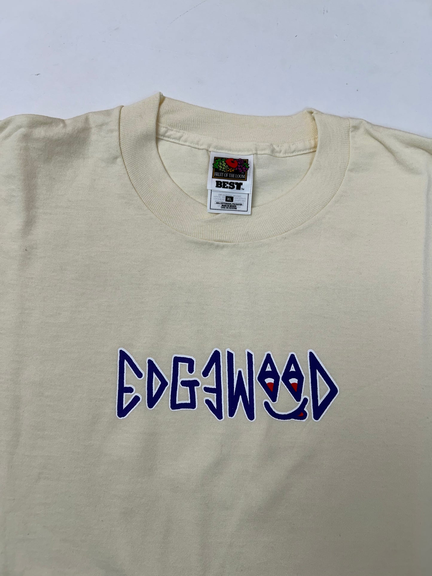 Edgewood NJ first edition “Deeper Than The Roots.” Tee XL 23.75x31 Inches 90s/00s FOTL Best Mexico Made 50/50 Blend Tan