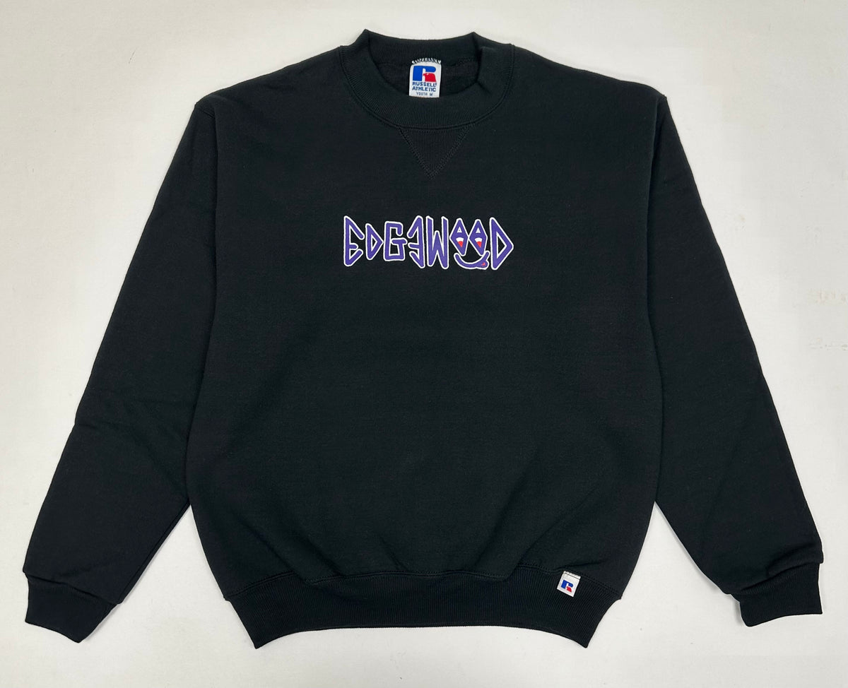 Edgewood NJ “Deeper Than The Roots.” First Edition Crewneck Sweatshirt Tagged Youth Medium 90s Russell Athletic 50/50 Blend Made In USA DS Black 19.5x23.5
