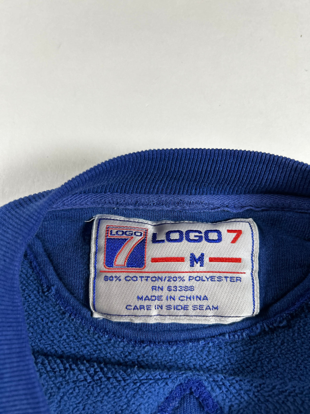 Vintage Logo 7 New York Giants NFL Crewneck Logo Sweatshirt Medium/Small Fit 23.5x25 Inches As Is Has Flaw On Shoulder